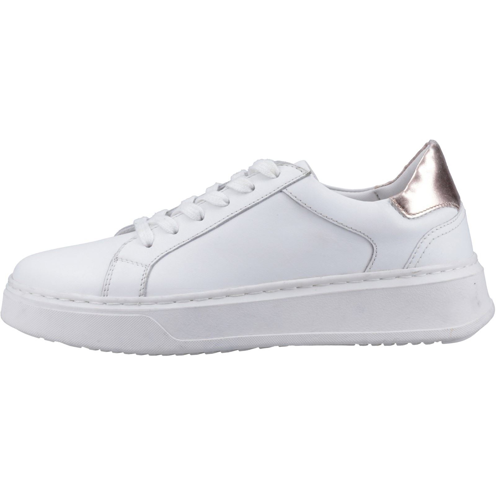 Hush Puppies Camille Leder Damen Weiße Turnschuhe