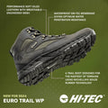 Hi-Tec Euro Trail Leder Herren Wanderschuhe In Khaki