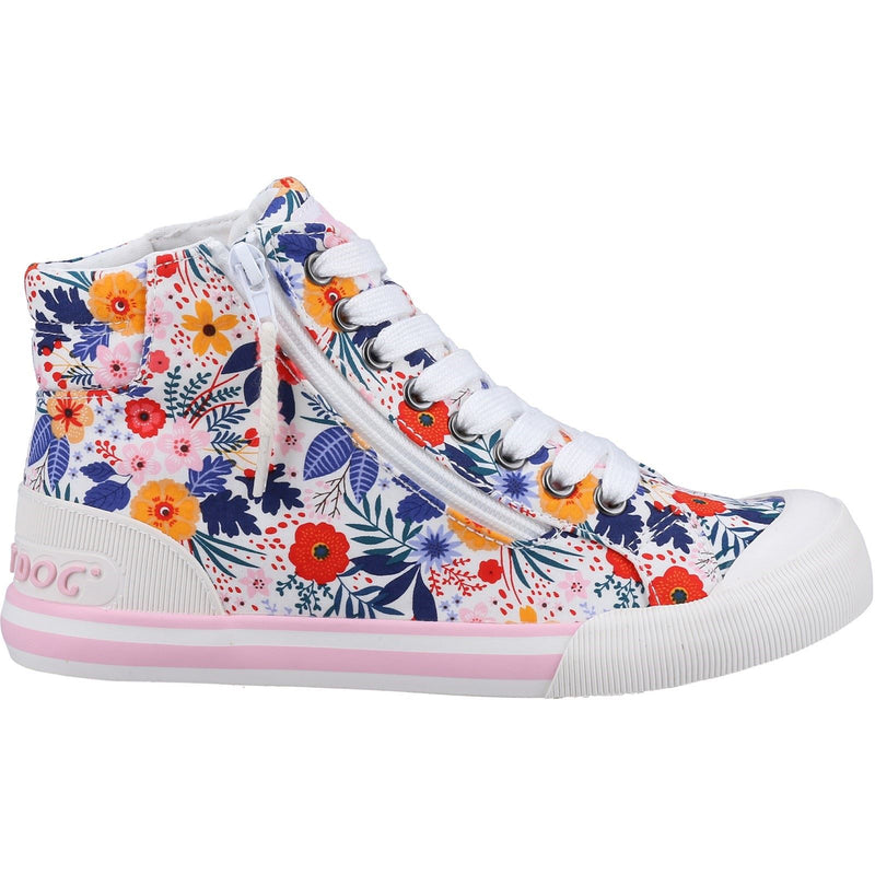 Rocket Dog Jazzin Malden Floral Baumwoll-Damensneaker In Weiß/Mehrfarbig