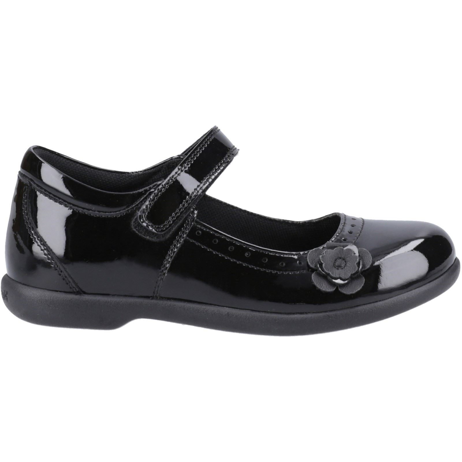 Hush Puppies Bethany Patent Junior Mädchenschuhe Aus Schwarzem Leder