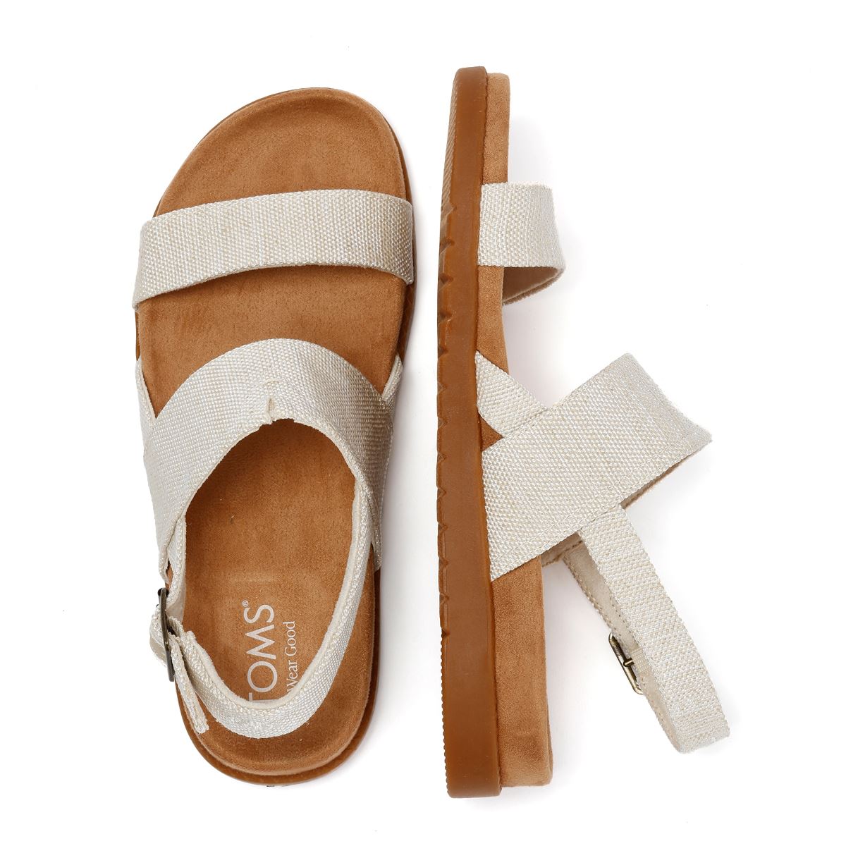 TOMS Marin Slingback Textile Damen Weiße Sandalen