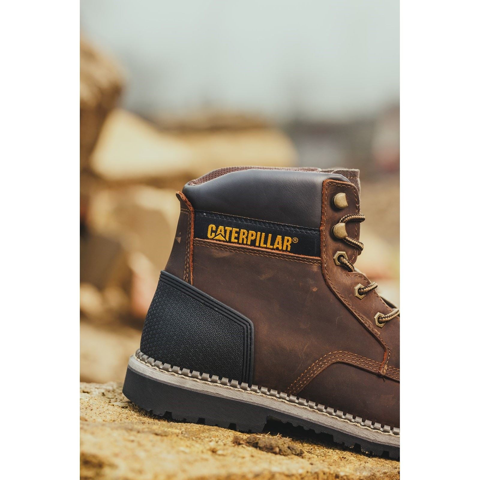 Caterpillar Powerplant S3 Leder Braune Sicherheitsstiefel