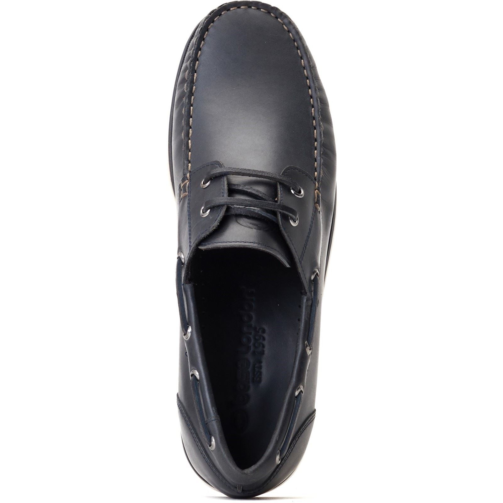 Base London Stern Leder Herren Dunkelblaue Bootsschuhe