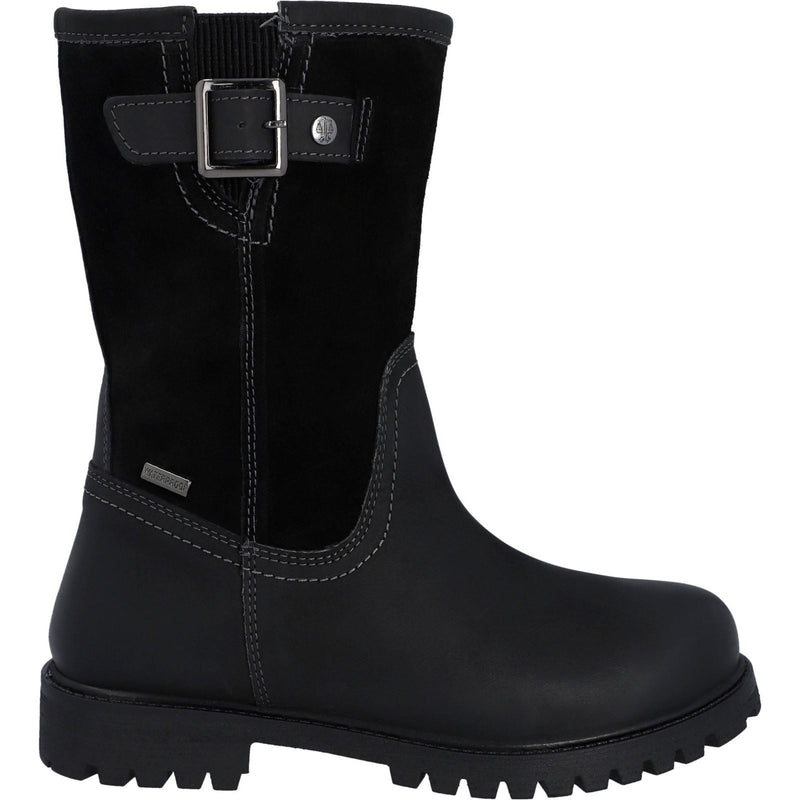 Hunter Shaws Leder Damen Schwarze Stiefel