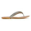 Tower London Metallic Bead Thong Damen Silber Sandalen