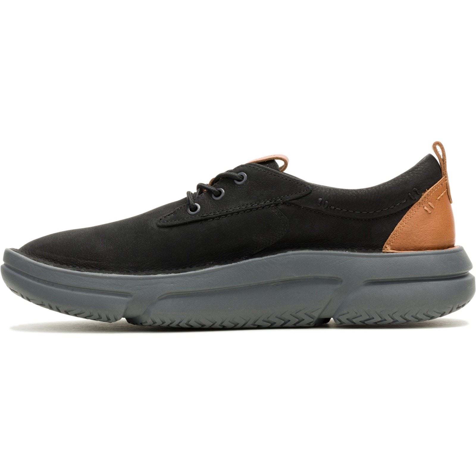 Hush Puppies Baylor Leder Herrenschuhe In Schwarz/Schwarz Mit Schnürung