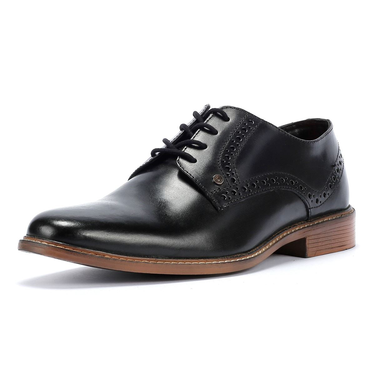 Lambretta Harvey Derby Herren Schwarze Lederschuhe Zum Schnüren
