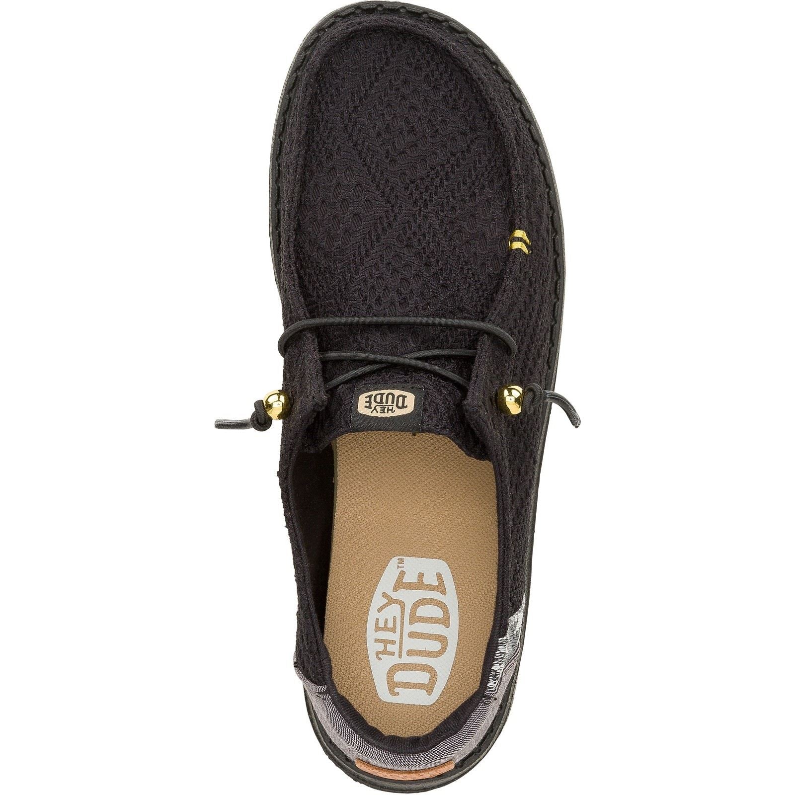 HEYDUDE Wendy Boho Crochet Polyester Damen Schwarz Slipper