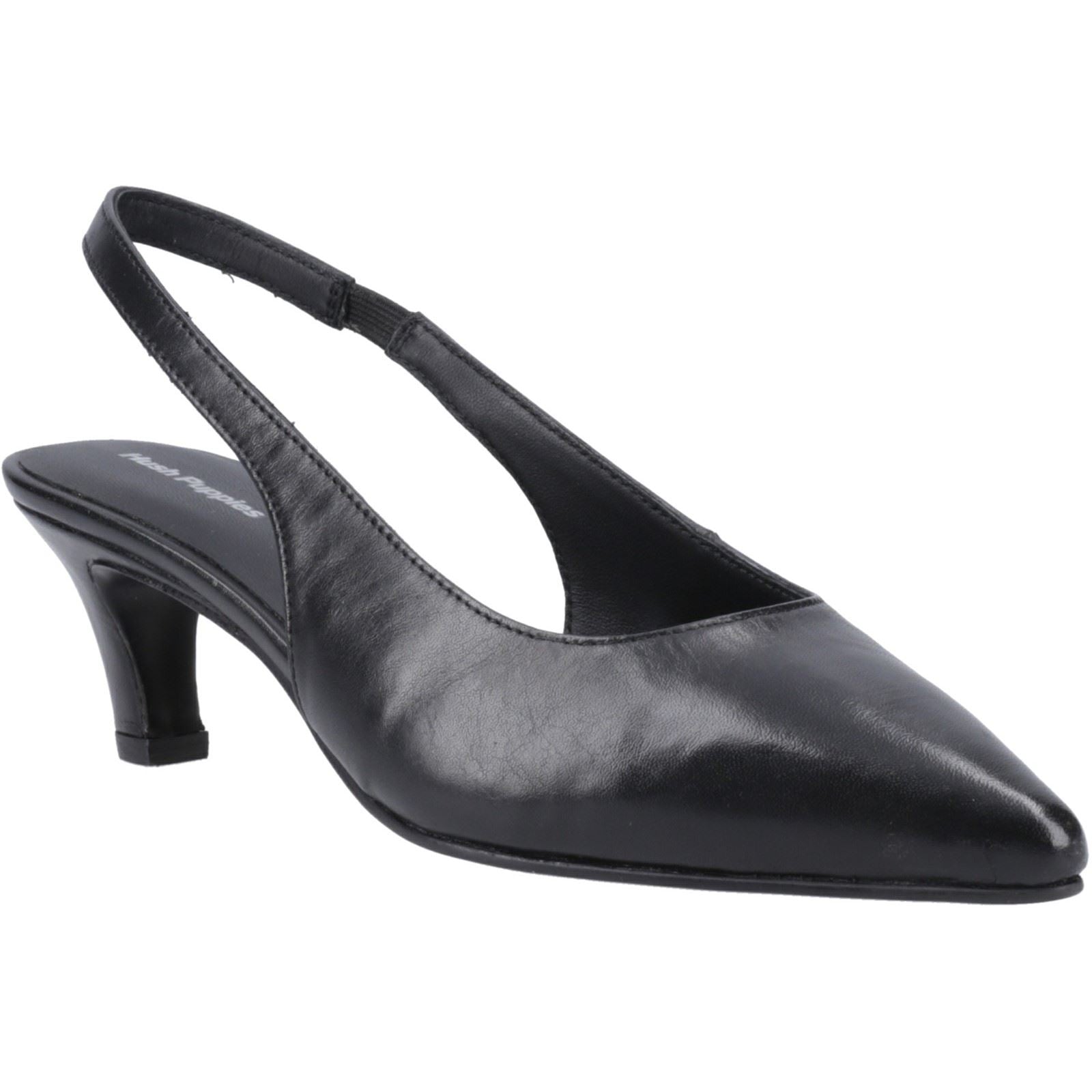 Hush Puppies Nahla Damen schwarze spitz zulaufende Slingback Schuhe aus Leder