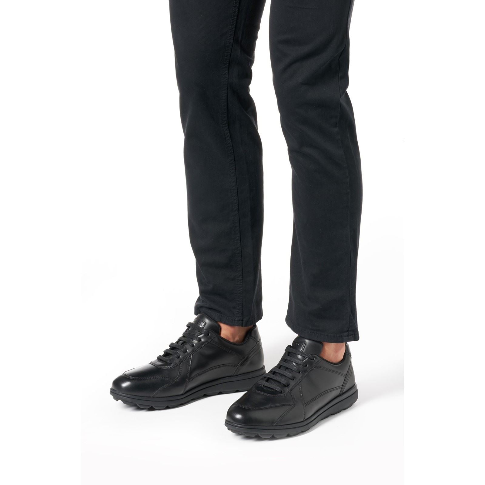 Geox U SPHERICA EC12 Leder Rindsleder Herren Schwarz Sneaker