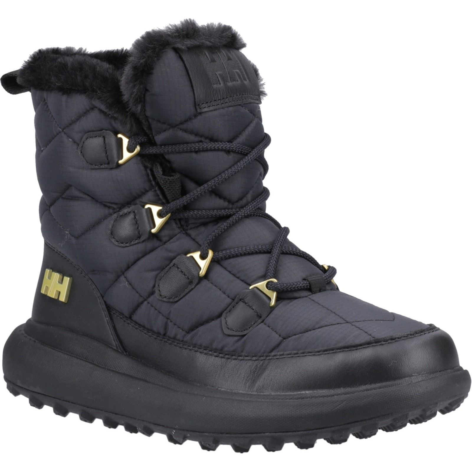 Helly Hansen Sport Willetta 2 Mid Damen Winterstiefel aus schwarzem Leder in mittlerer Wadenhöhe