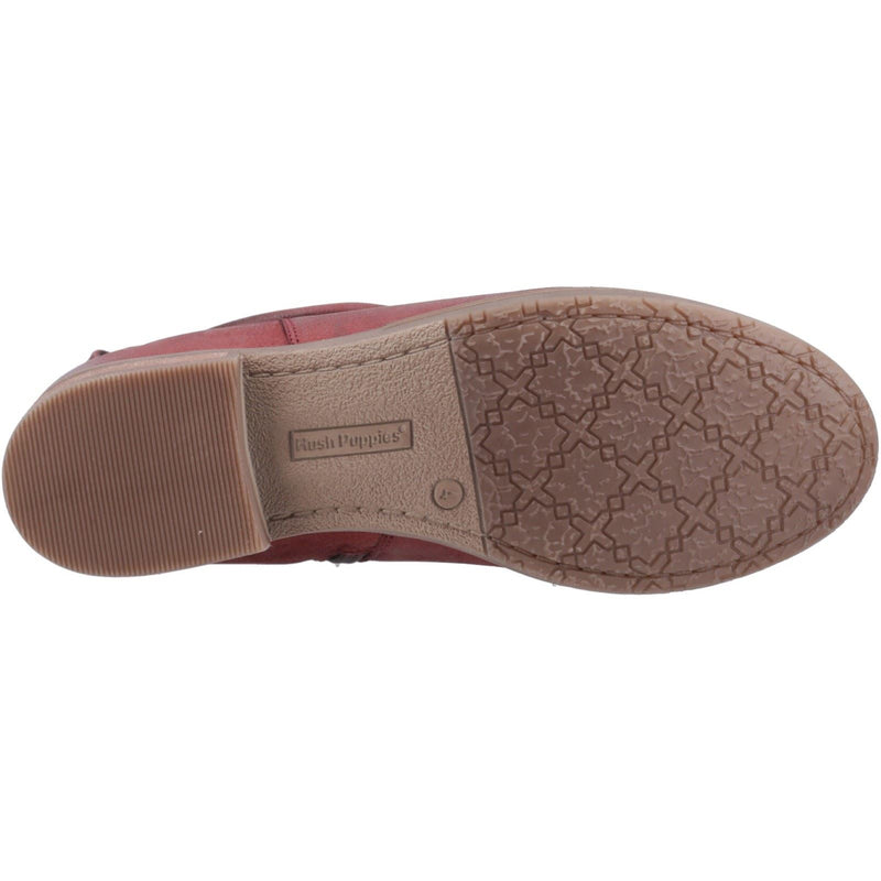 Hush Puppies Emilia Damen Stiefel aus burgunderrotem Leder Mitte der Wade für den Winter