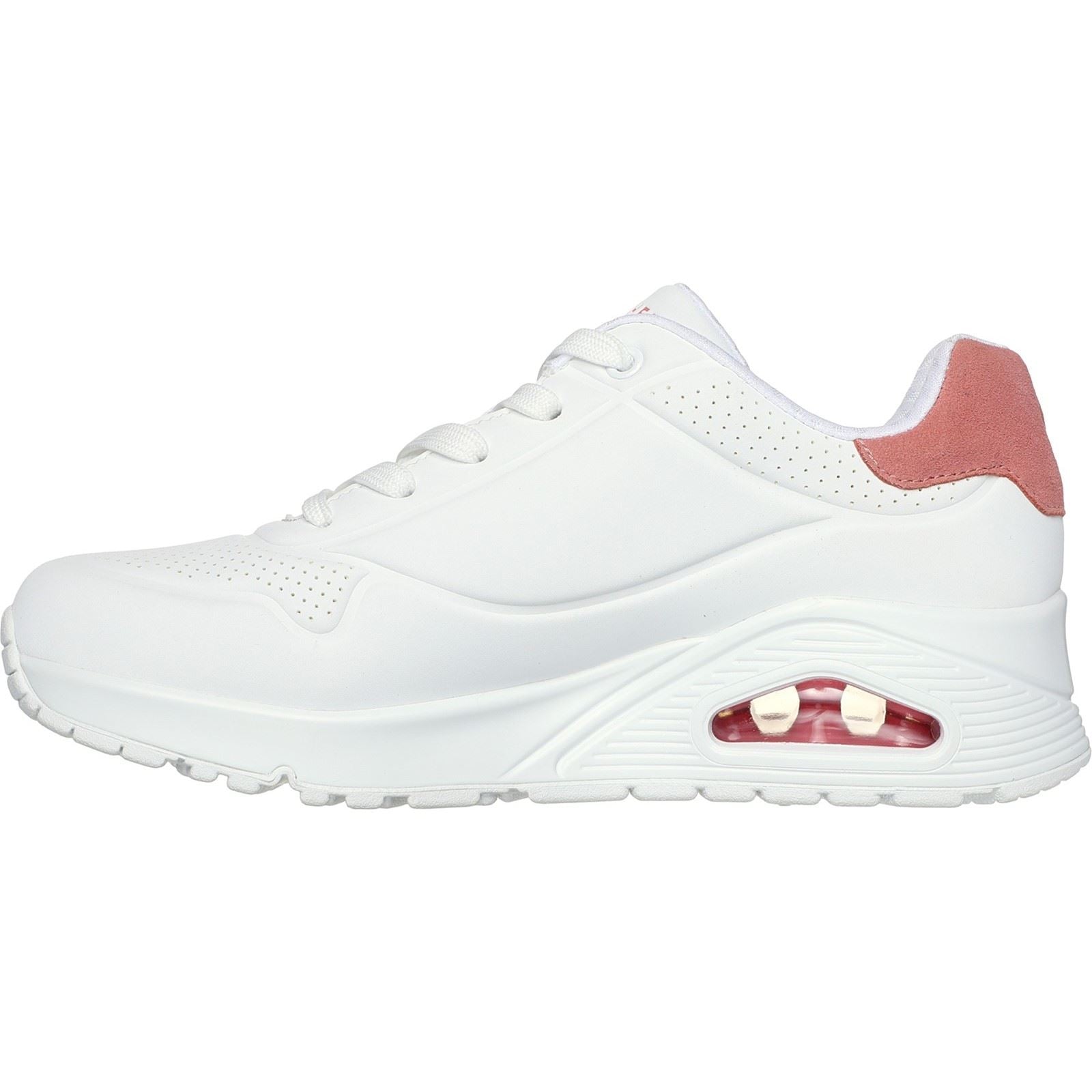 Skechers Uno - Pop Back Synthetische Damen Sneaker In Weiß/Koralle