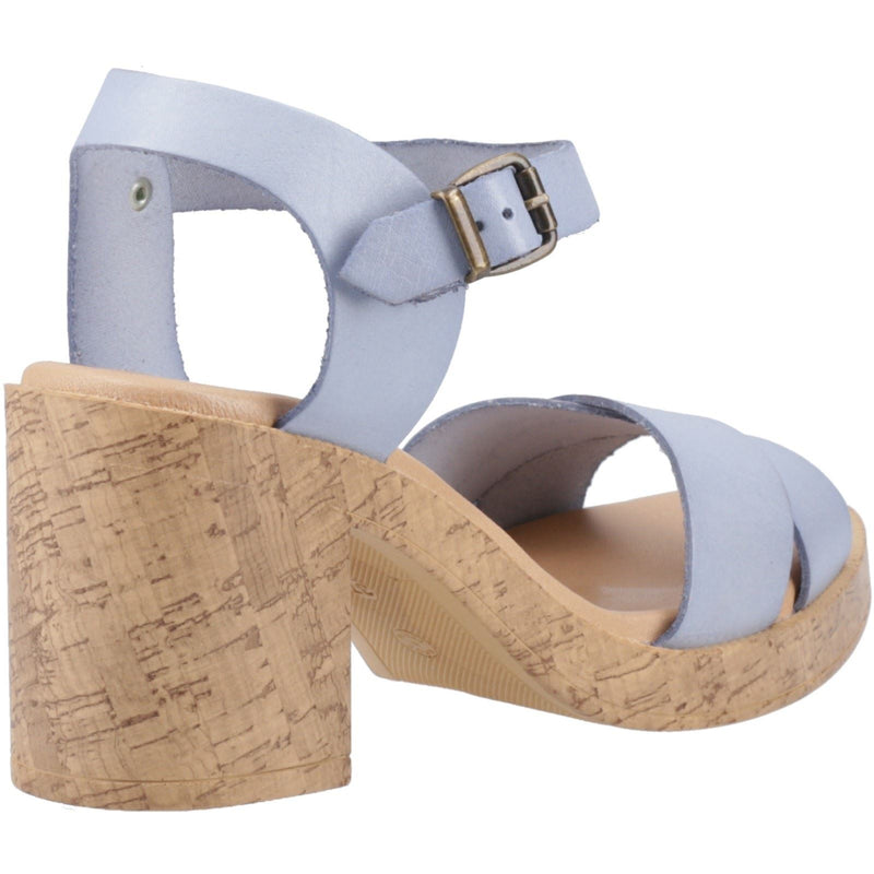 Hush Puppies Georgia Cork Damen Sandalen Aus Blauem Leder