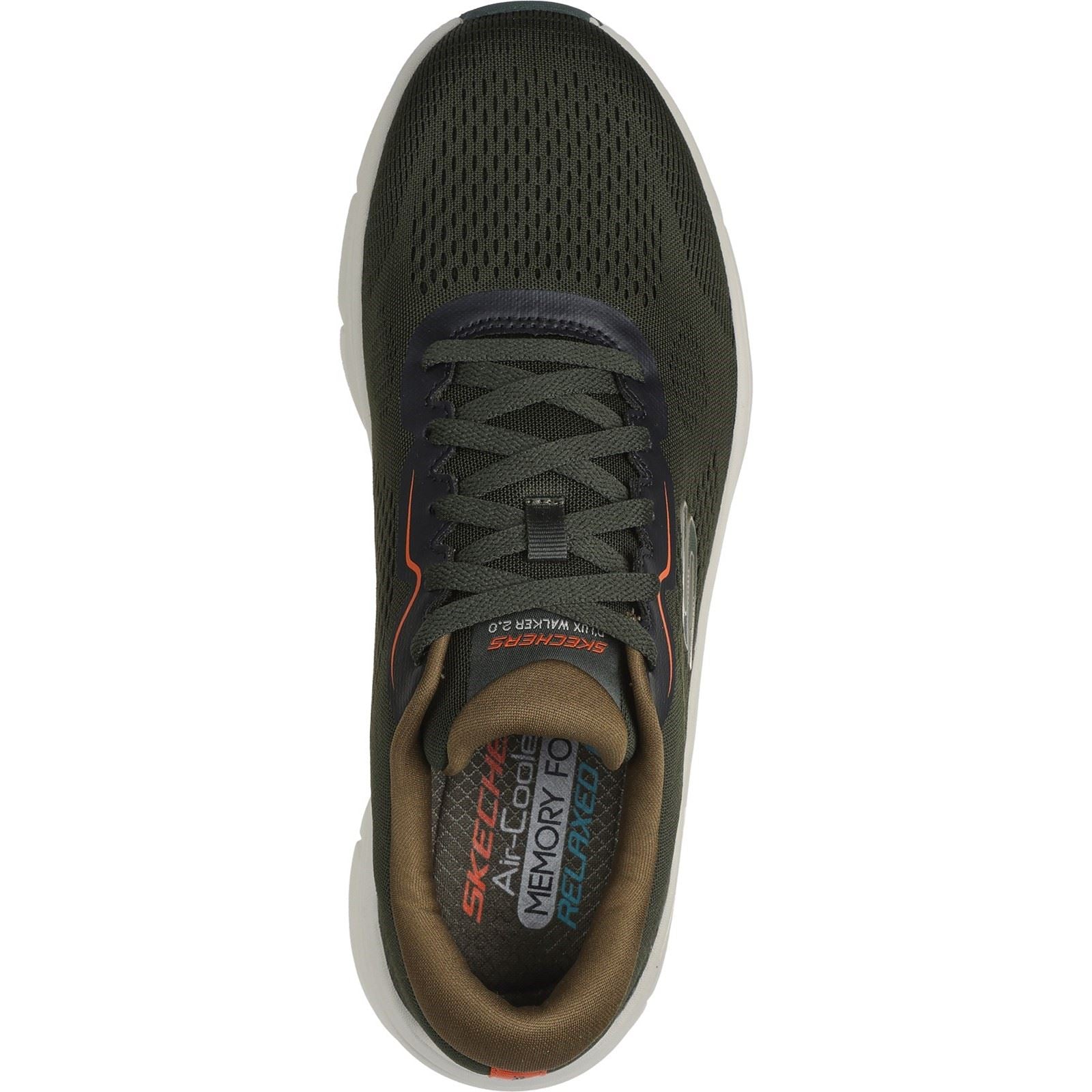 Skechers D'Lux Walker 2.0 Synthetik-Herren-Sneaker In Oliv/Orange