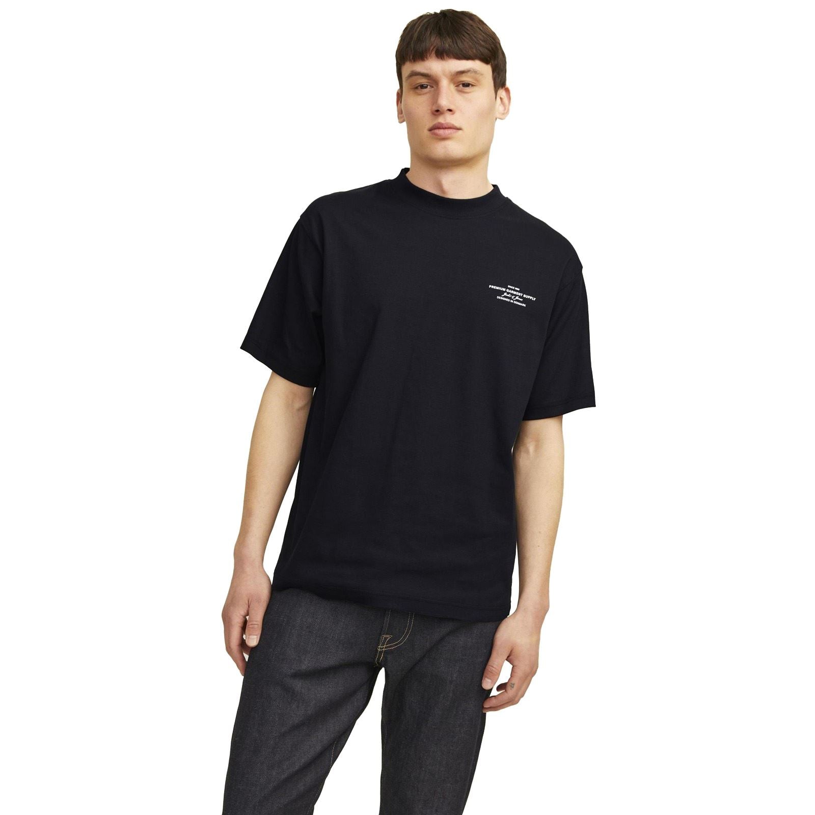 Jack & Jones Chad Branding Baumwoll-Männer Schwarze Farbe Kurzarm T-Shirts