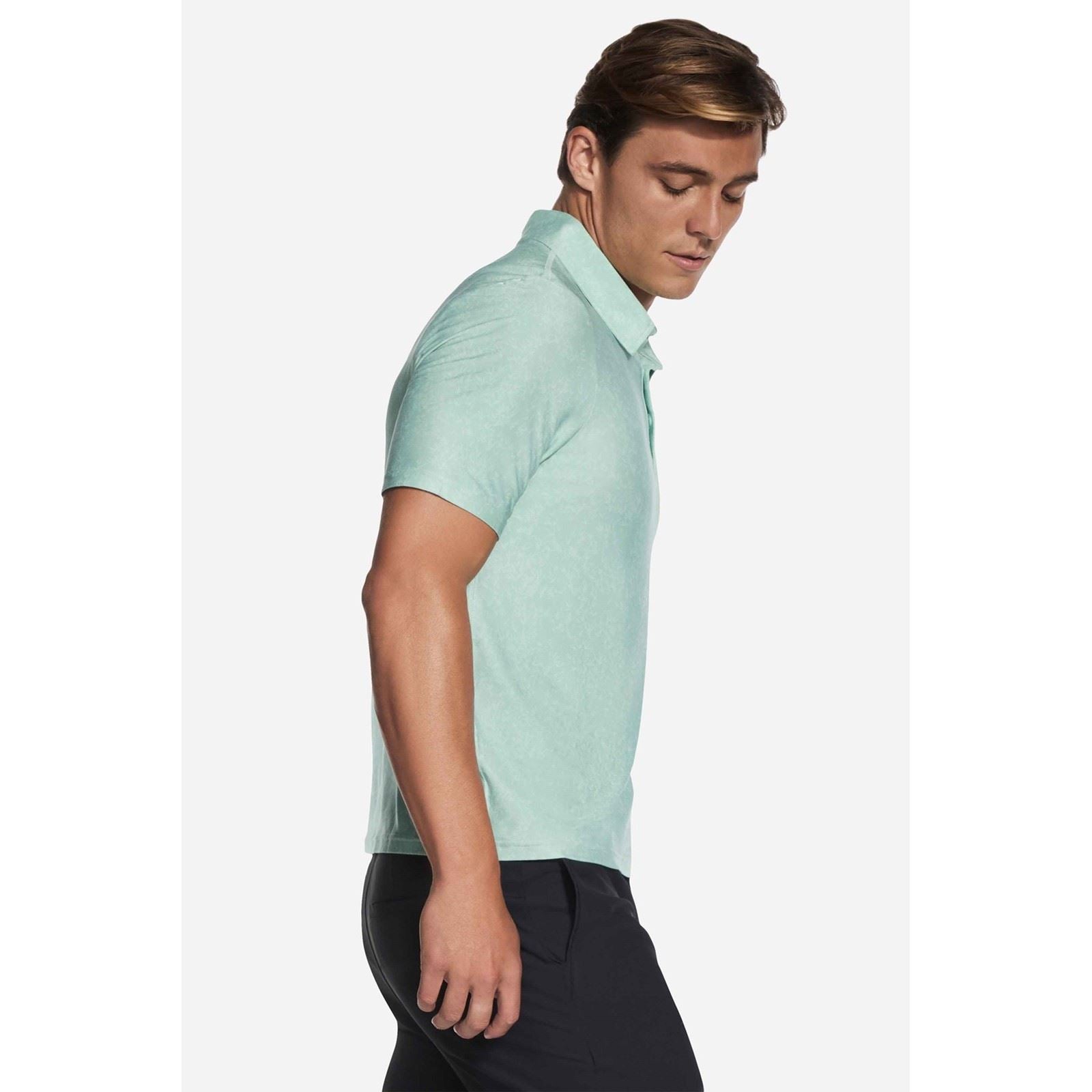 Skechers GO DRI All Day Printed Polyester Herren Polo-Shirt In Grün