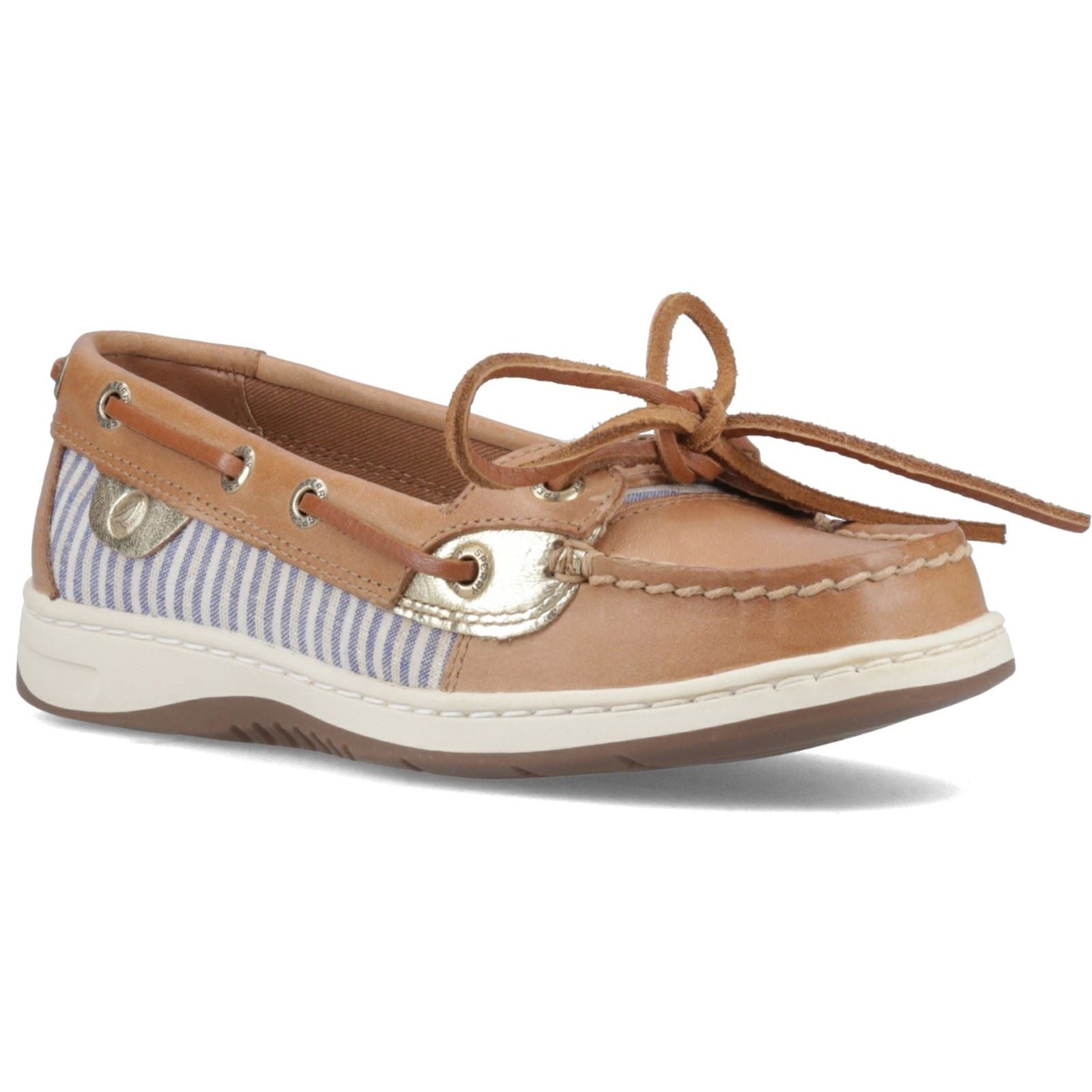 Sperry Angelfish Leder Und Baumwoll Damen Peanut Bootsschuhe