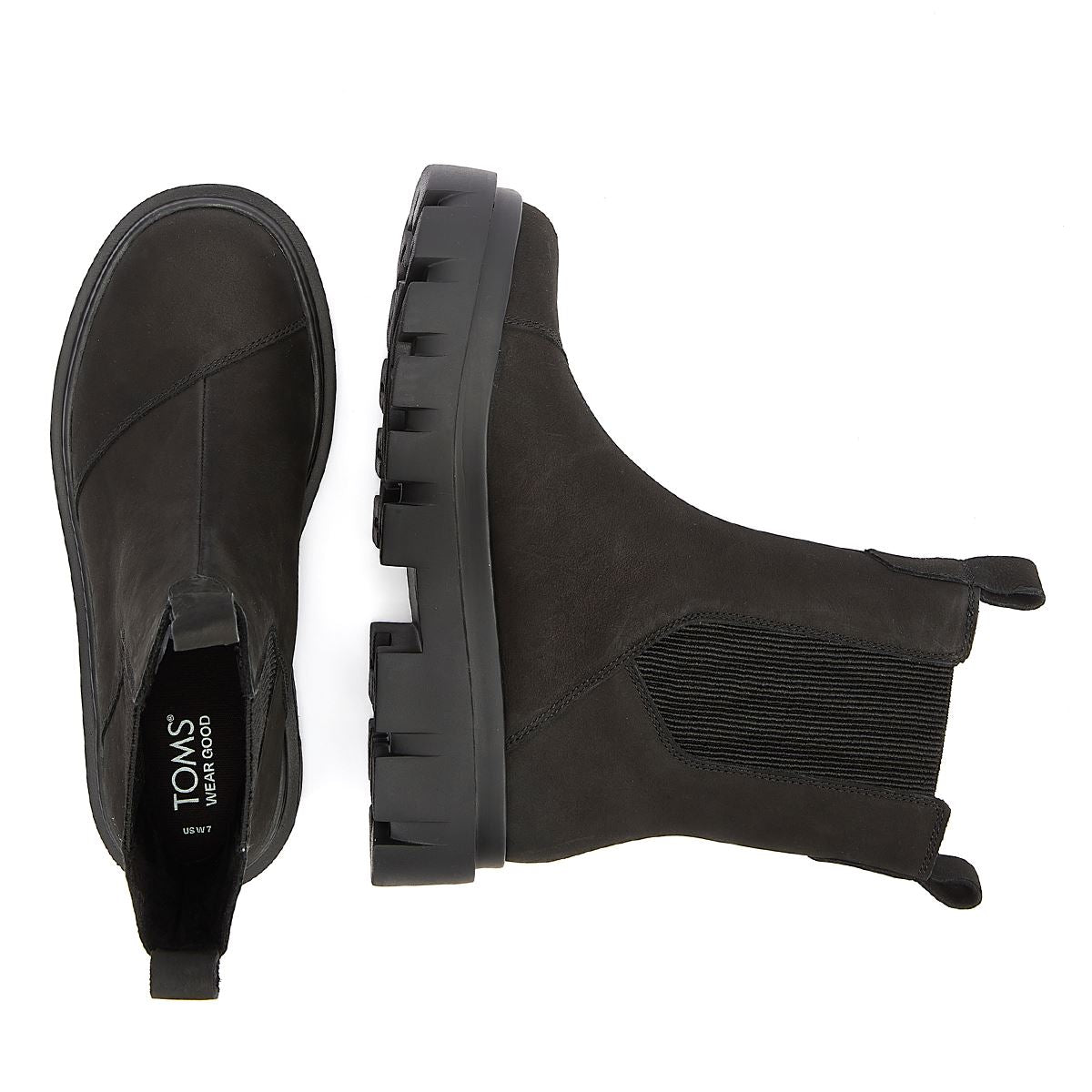TOMS Rowan Leder Damen Schwarze Stiefel