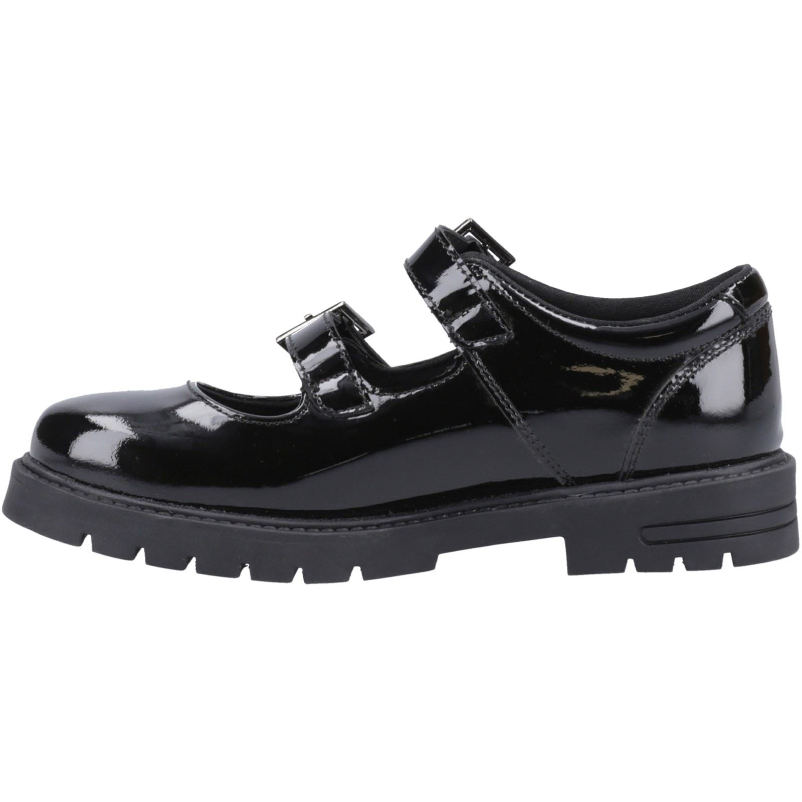 Hush Puppies Ella Patent Senior Mädchenschuhe Aus Schwarzem Leder