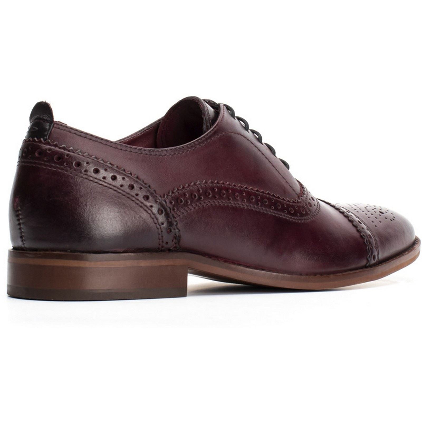 Base London Cast Washed Leder Herren Dunkelrote Brogue-Schuhe