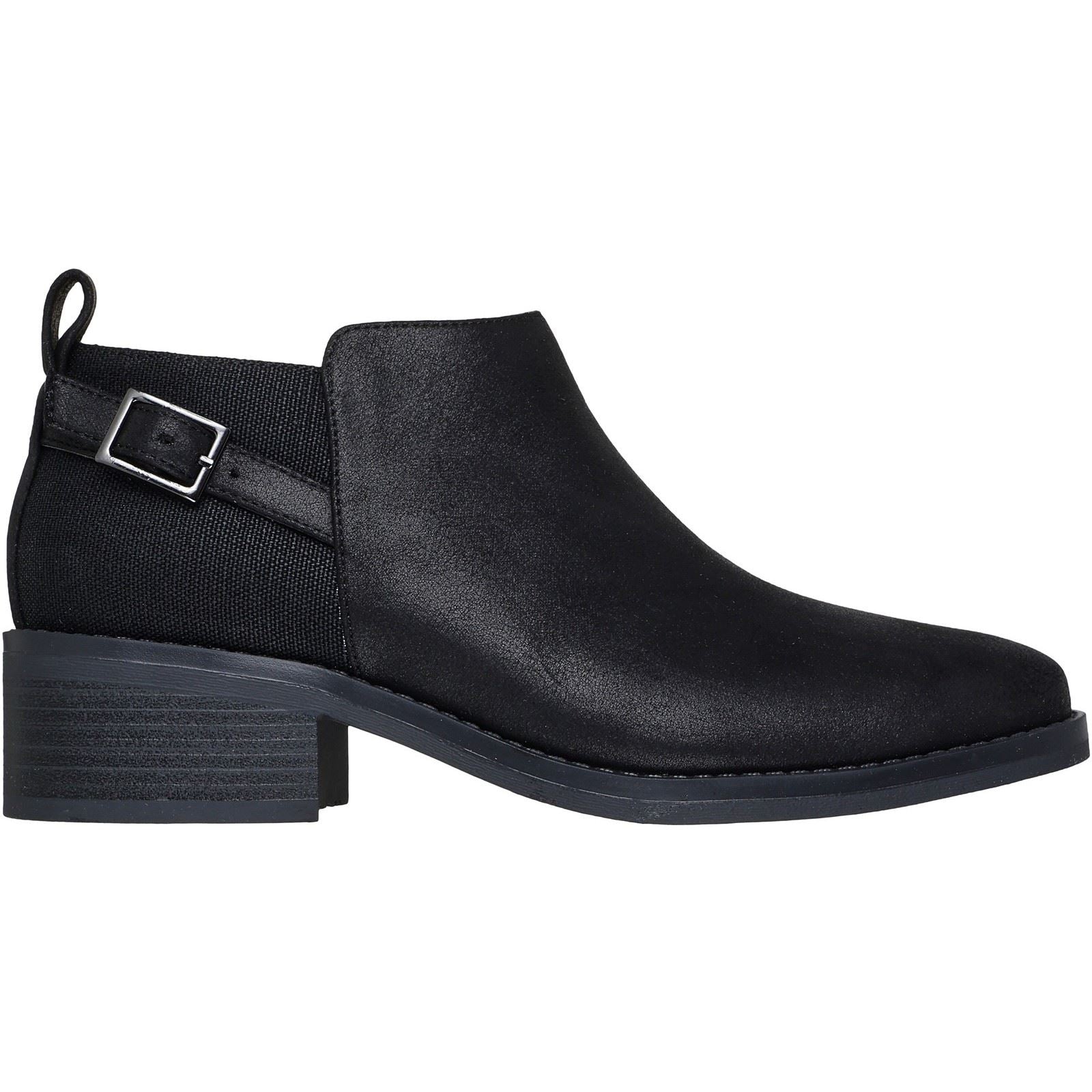 Skechers BOBS Wander Luxe Textile Damen Schwarze Absatzstiefeletten
