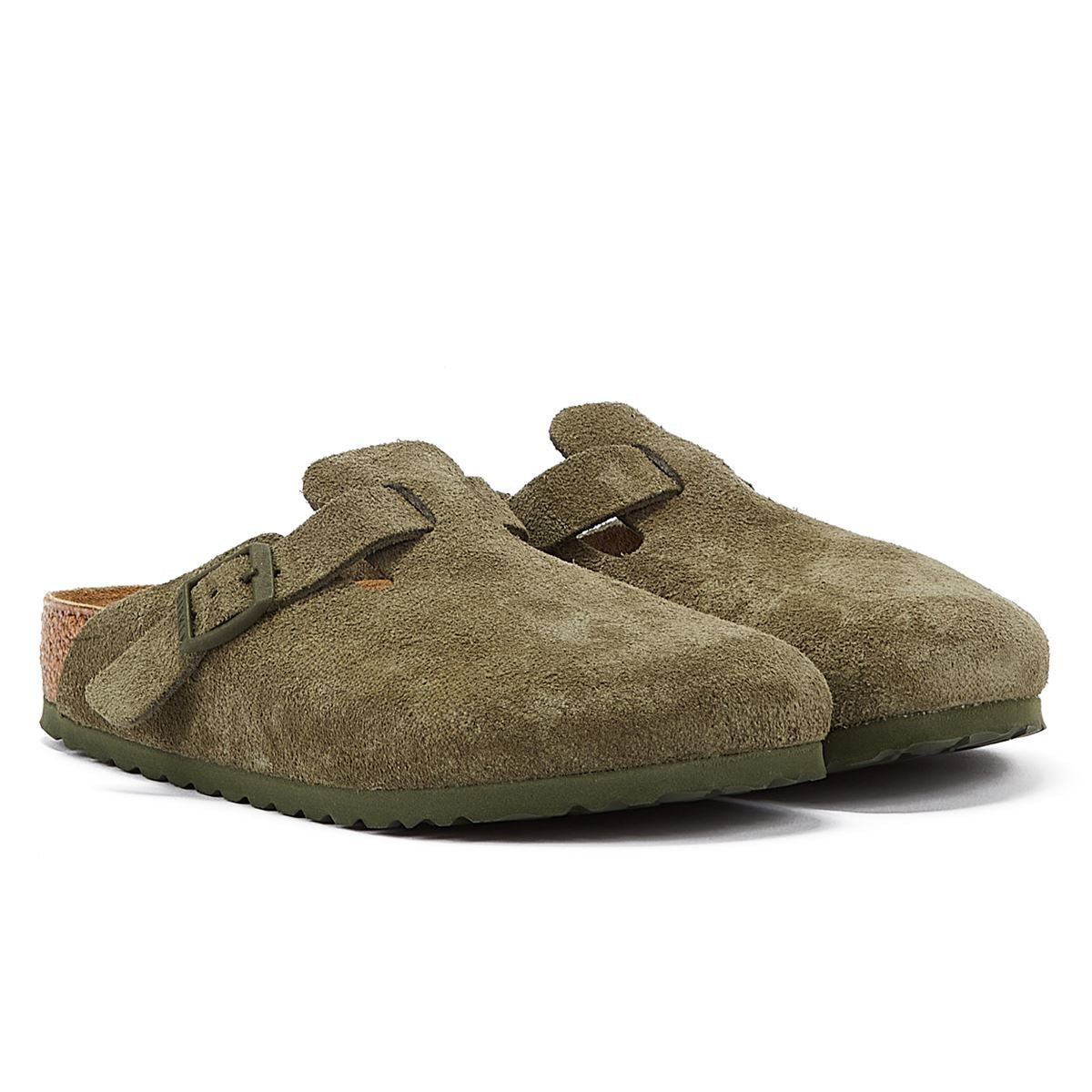 Birkenstock Boston Suede-Leder Thymian Grüne Clogs