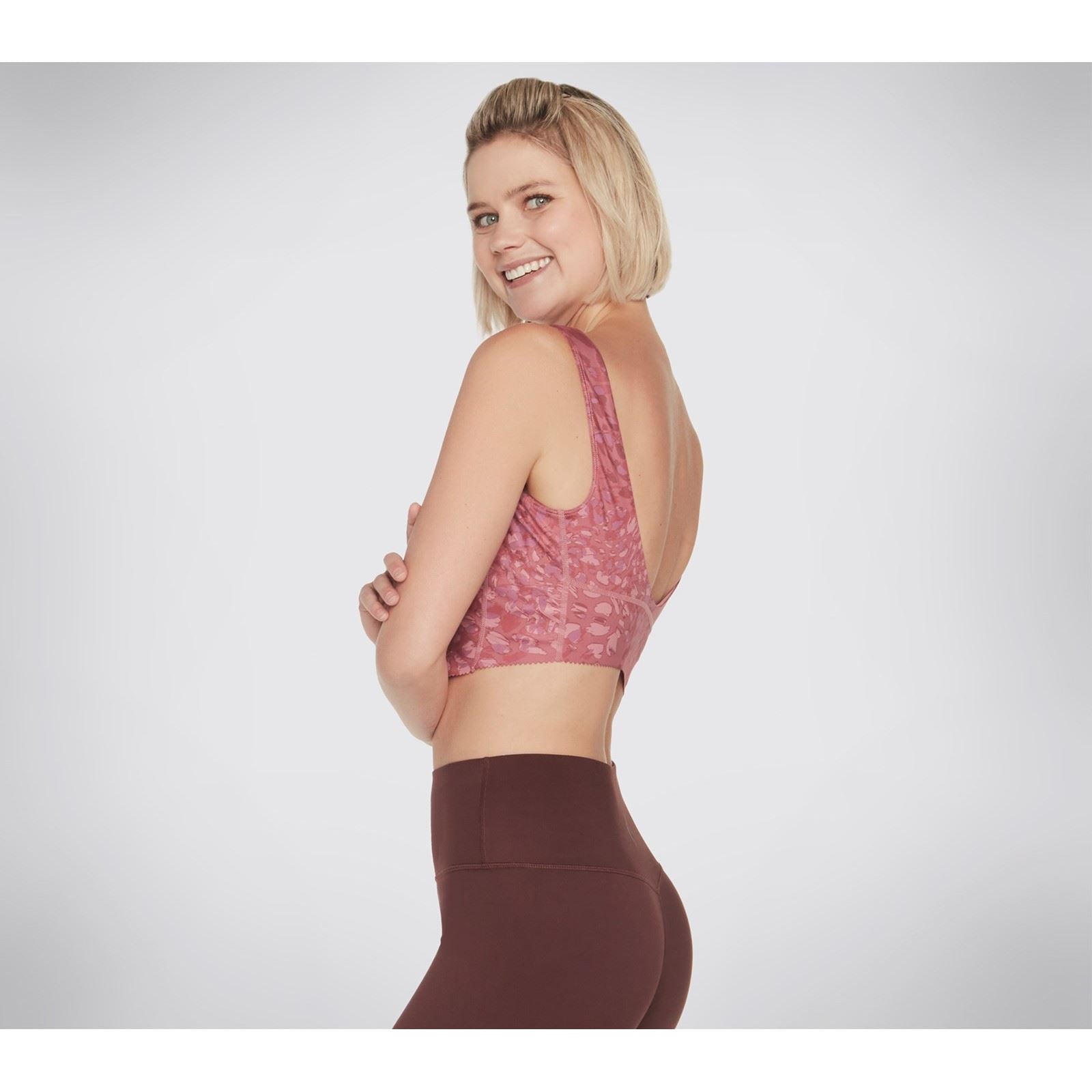 Skechers Performance Gosculpt Leopard Longline Bra Polyester Damen Pink Sport-Bh