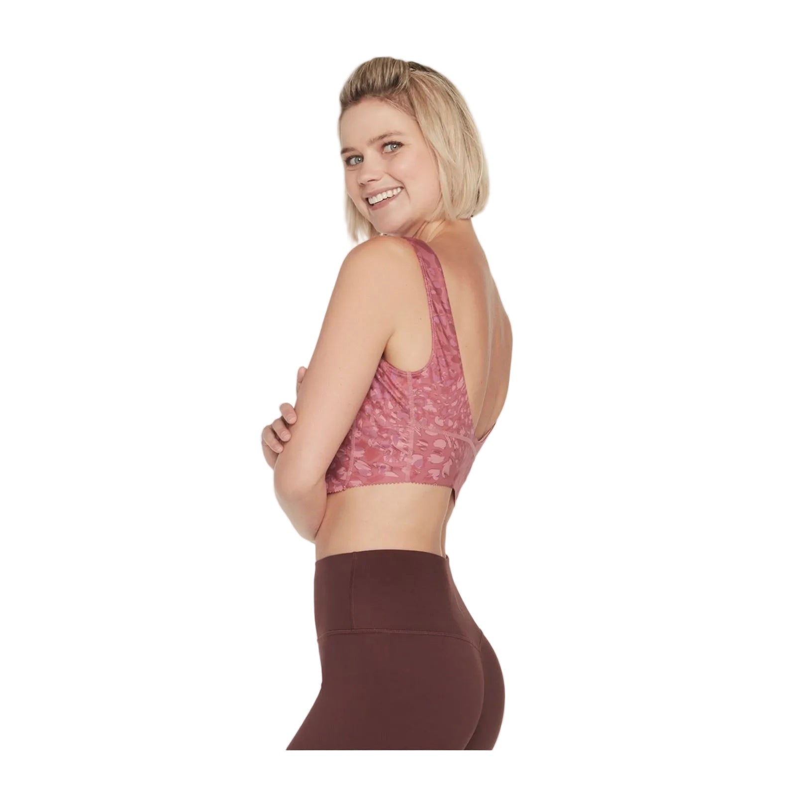 Skechers Performance Gosculpt Leopard Longline Bra Polyester Damen Pink Sport-Bh