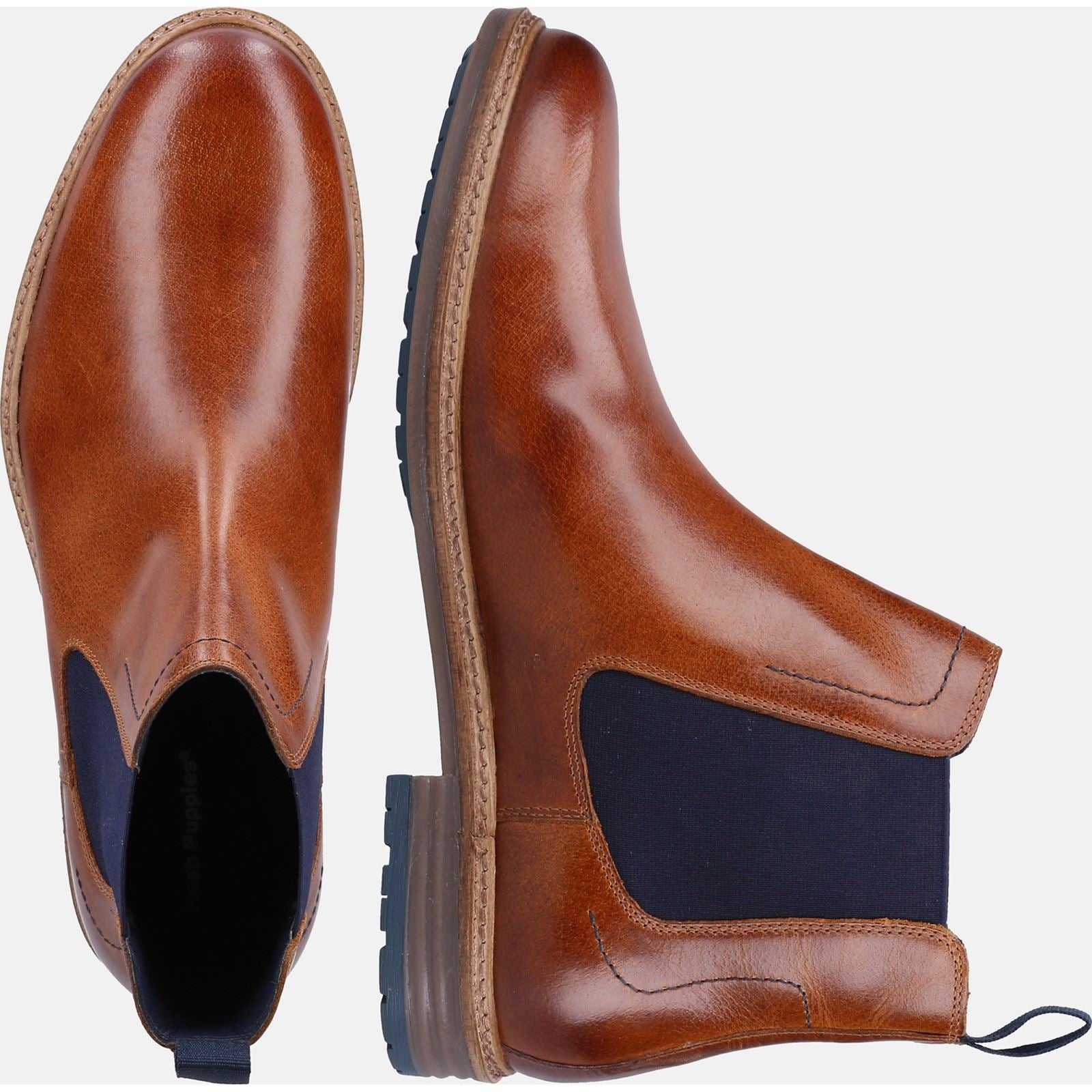Hush Puppies Justin Chelsea Leder Herren Stiefel In Tan