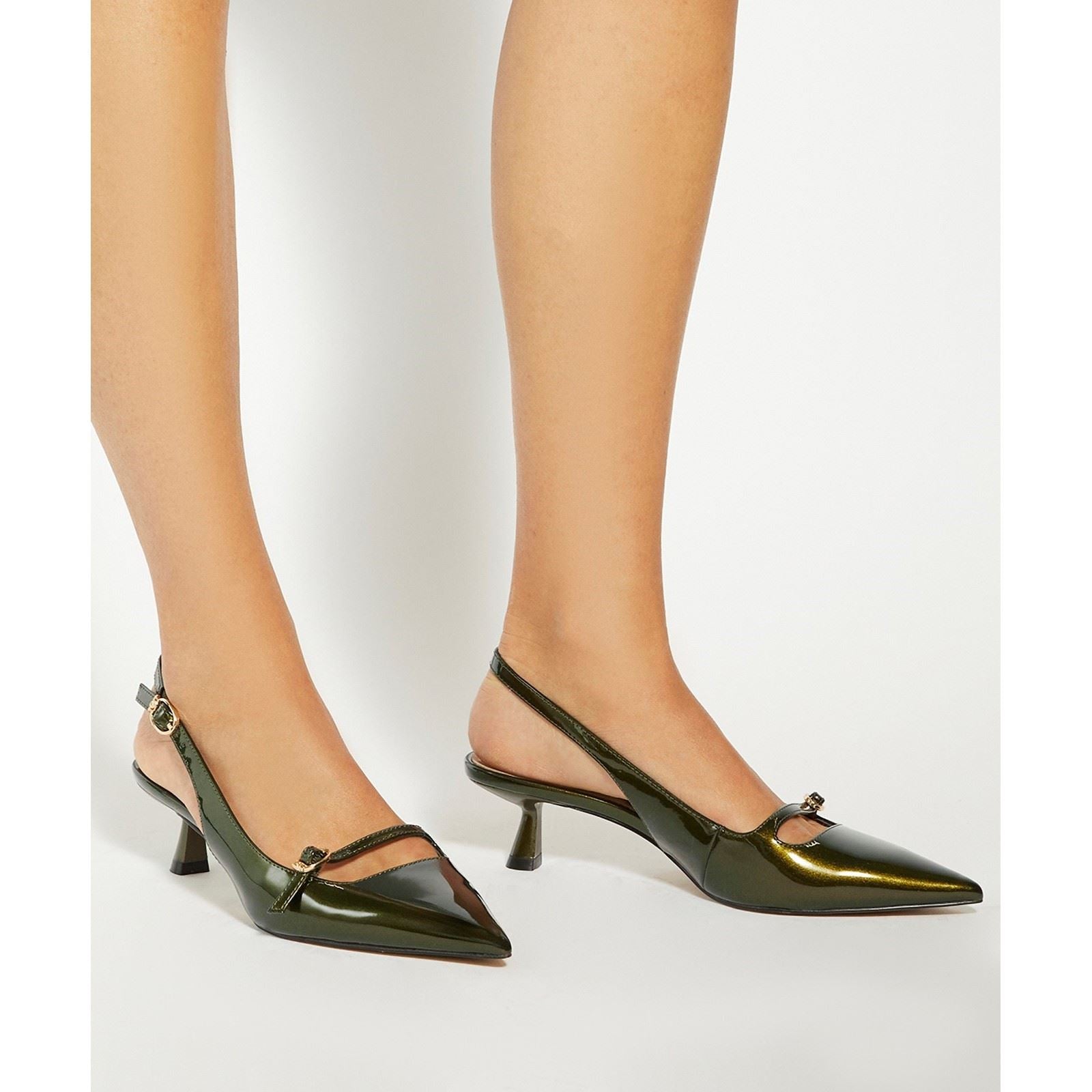 Dune Deserved Damen Grüne Spitze Slingback Schuhe