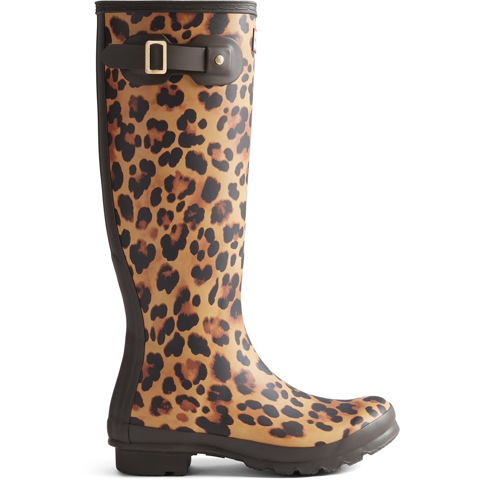 Hunter Original Tall Damen Leopardmuster/Schokoladenbraune Gummistiefel