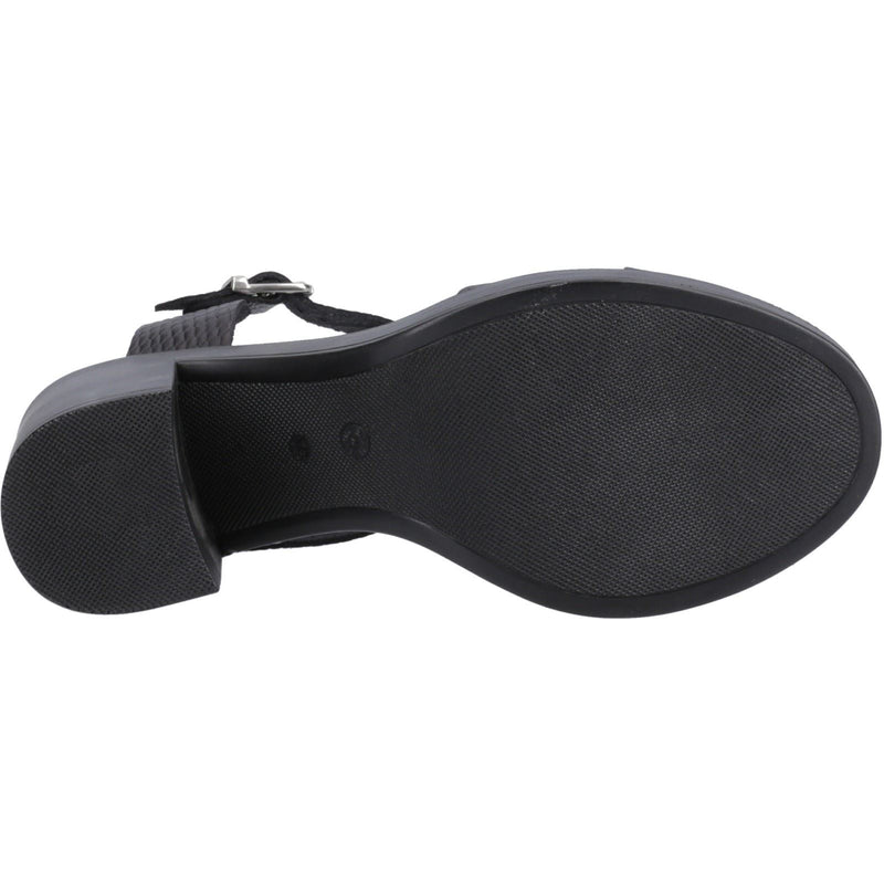 Hush Puppies Georgia Damen Sandalen Aus Schwarzem/Schlangenleder Echtleder