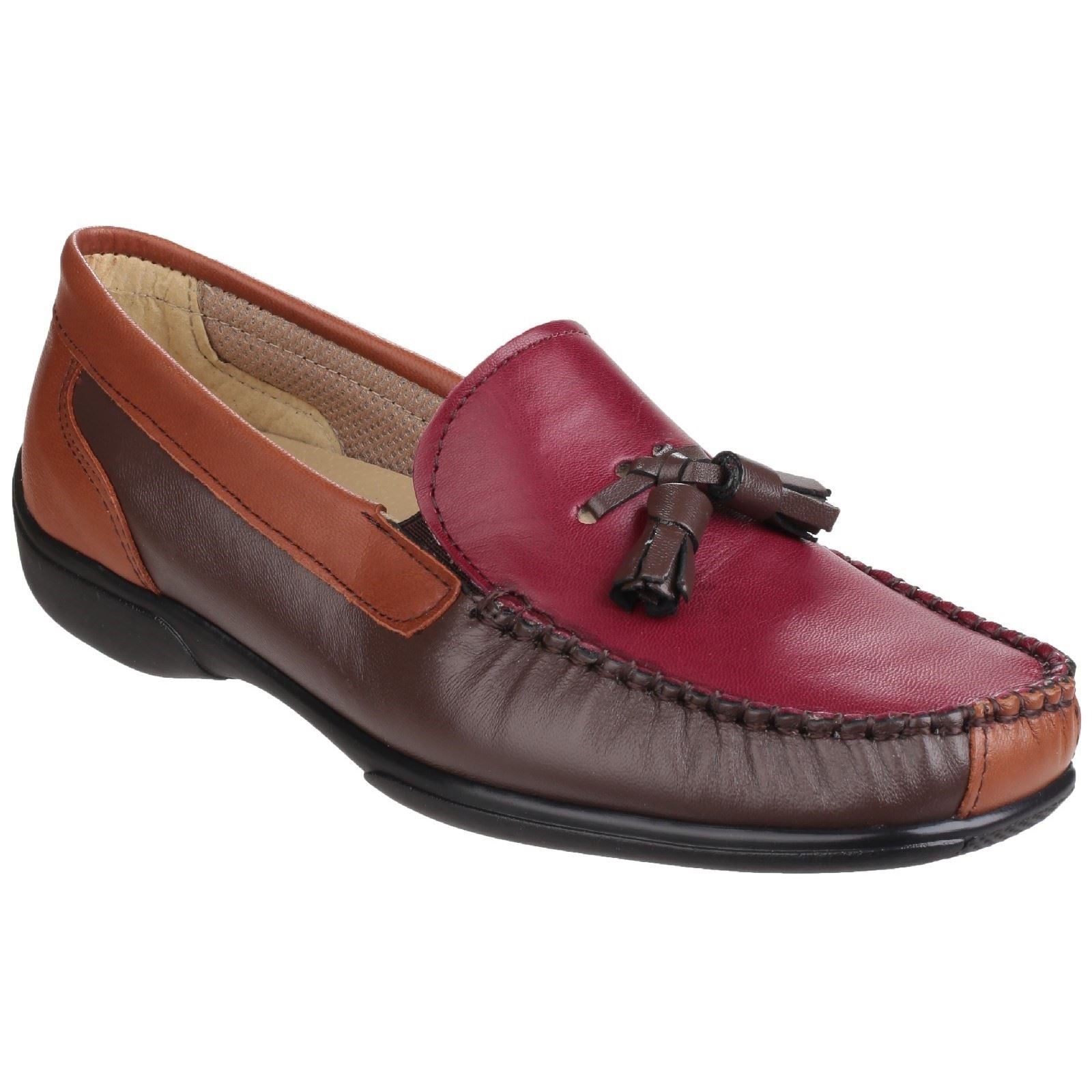 Cotswold Biddlestone Damen Loafer Aus Leder In Kastanienbraun/Tan/Weinrot