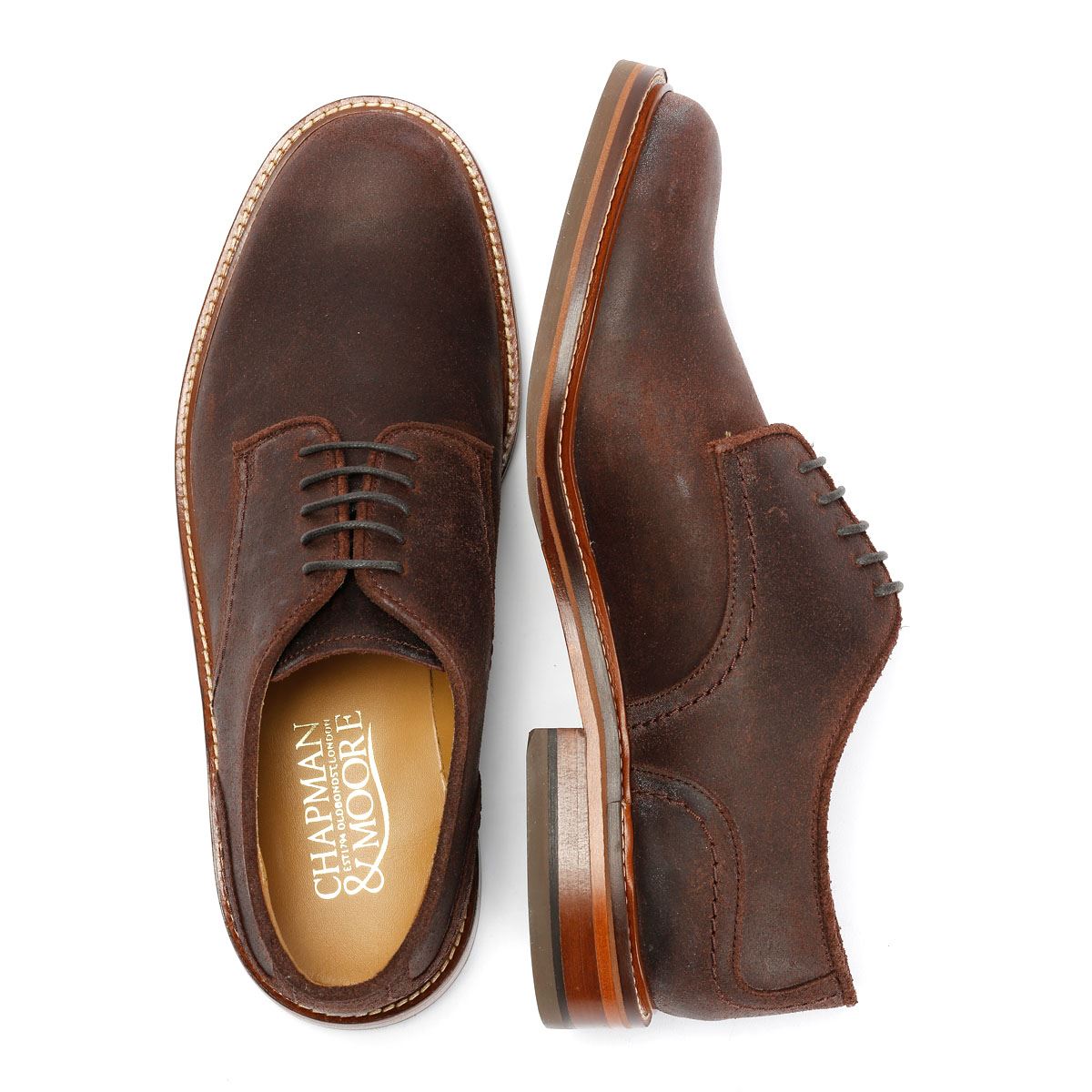 Chapman & Moore Plain Derby Country Herren Leder Braune Schnürschuhe