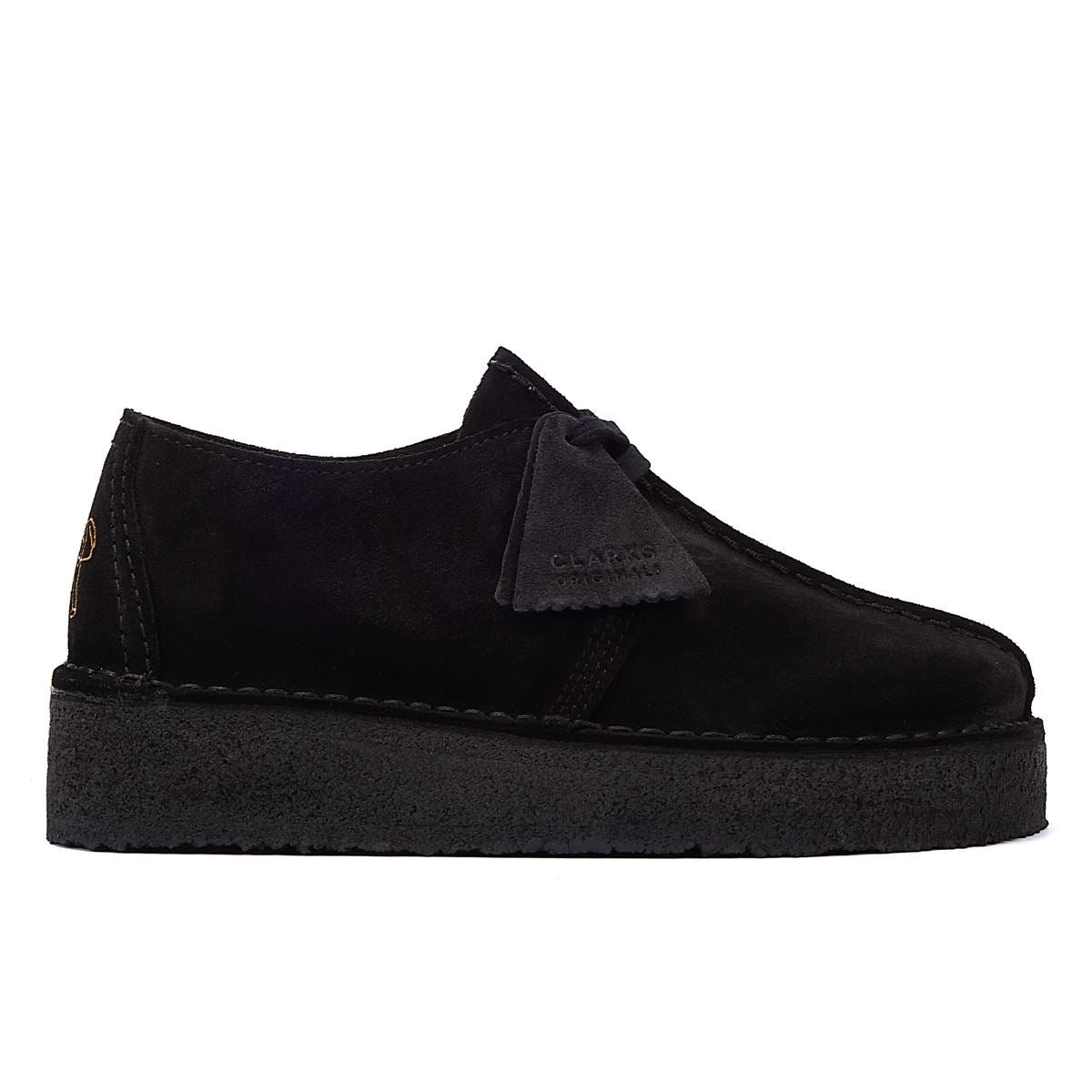 Clarks Trek Wedge Wildleder Damen Schwarze Komfortschuhe