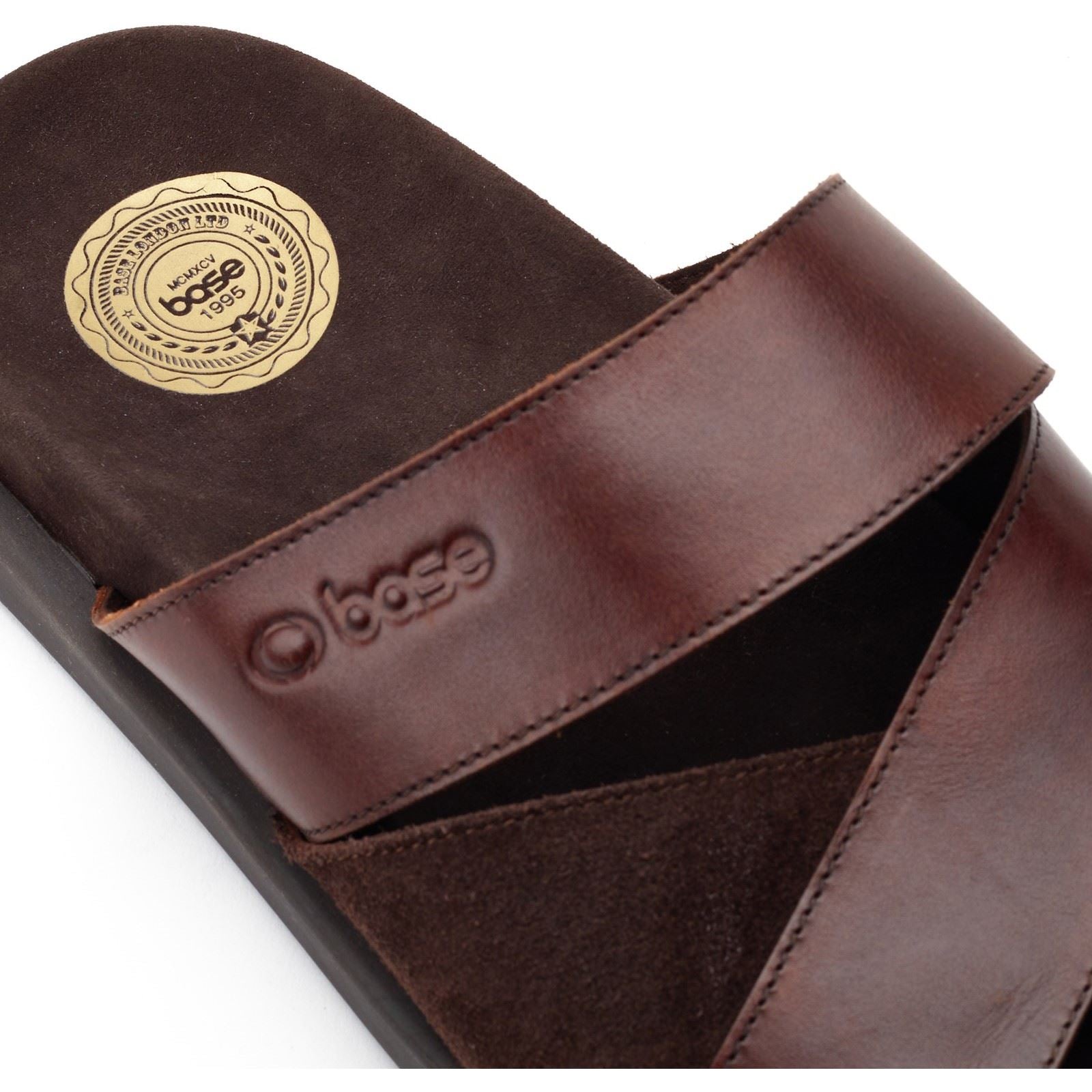 Base London Ponza Leder Herren Dunkelbraune Sandalen