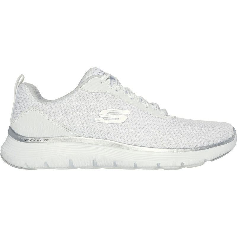 Skechers Flex Appeal 5.0 Uptake Textil Damen Sneaker In Weiß/Silber