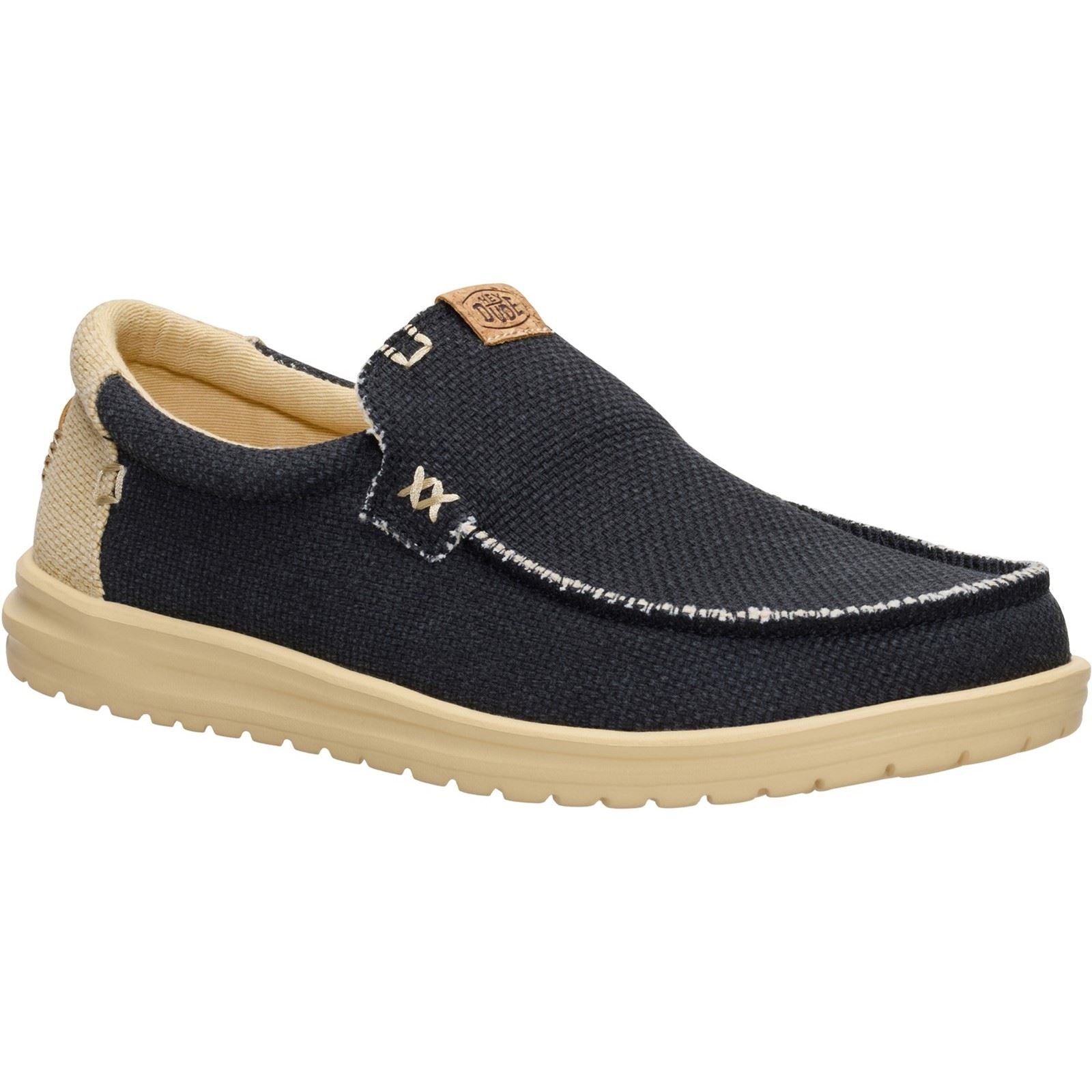 HEYDUDE Mikka Braided Textil Herren Schwarz/Boulder Tan Freizeitschuhe