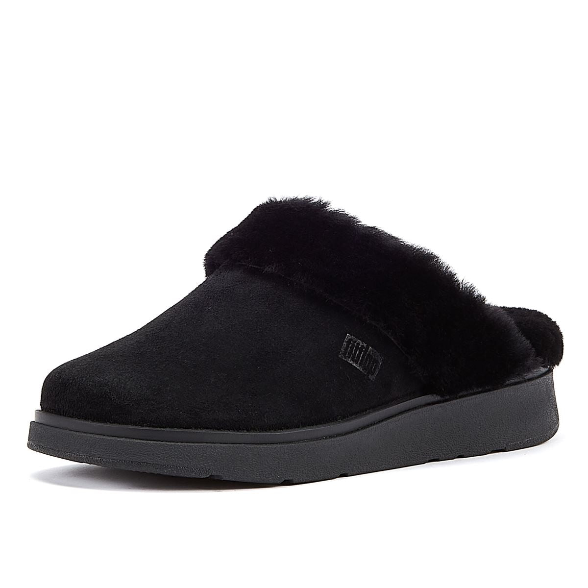 FitFlop Shearling-Kragen Damen Hausschuhe In Schwarz