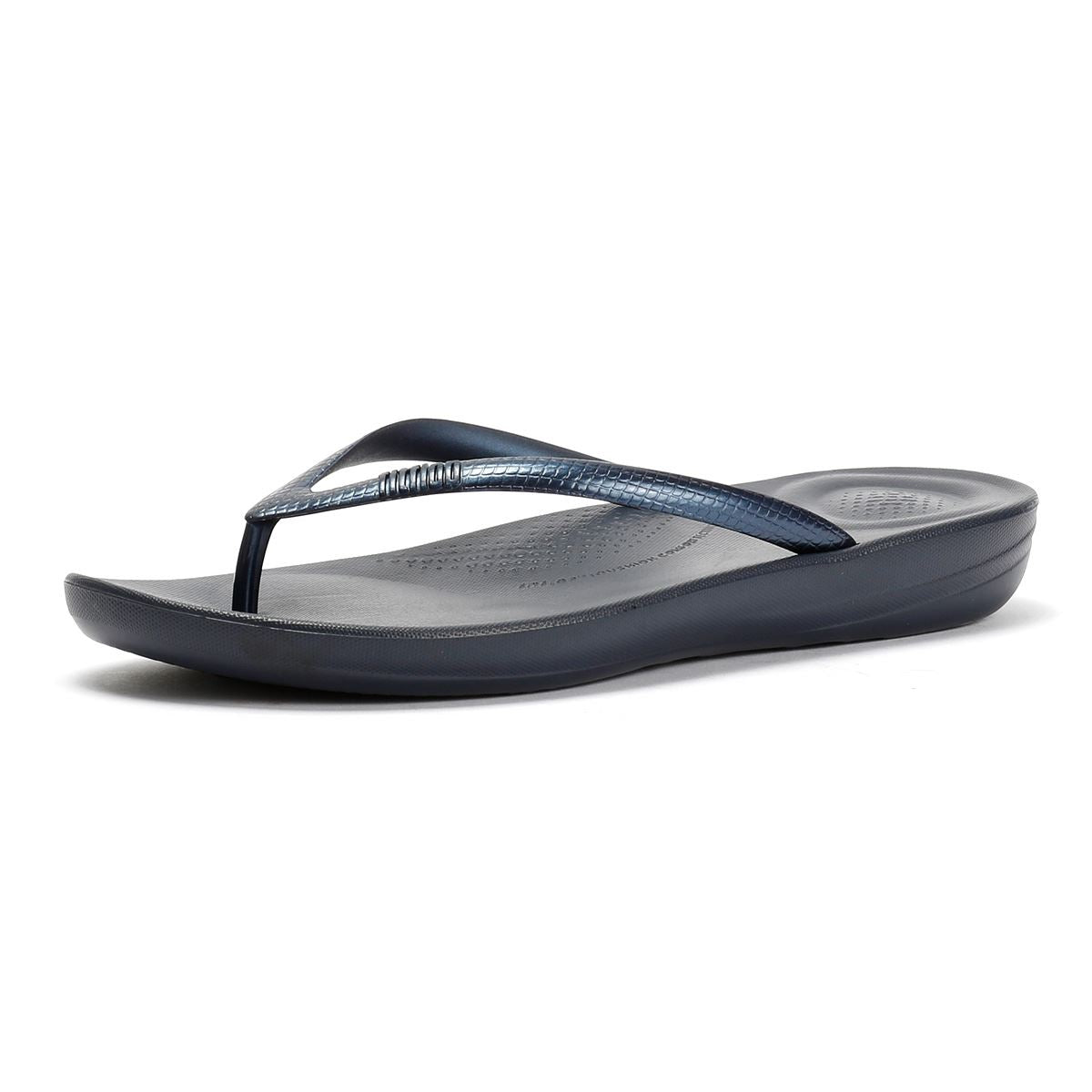 FitFlop Iqushion Ergonomic Gummi Frauen Blaue Flip-Flops
