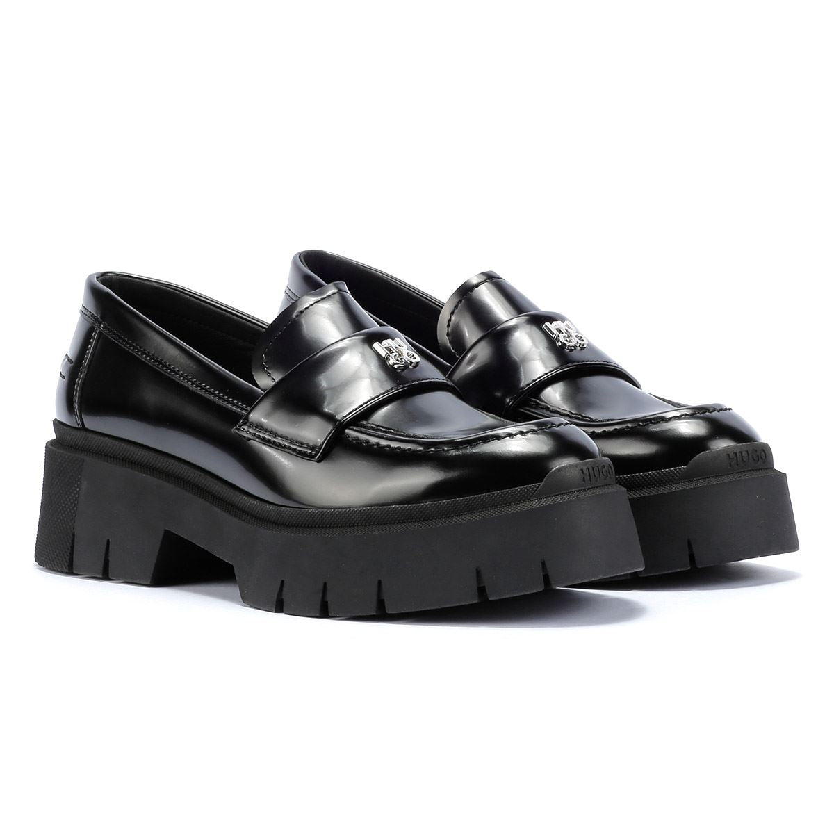 Hugo Kris Leder Damen Schwarze Loafers