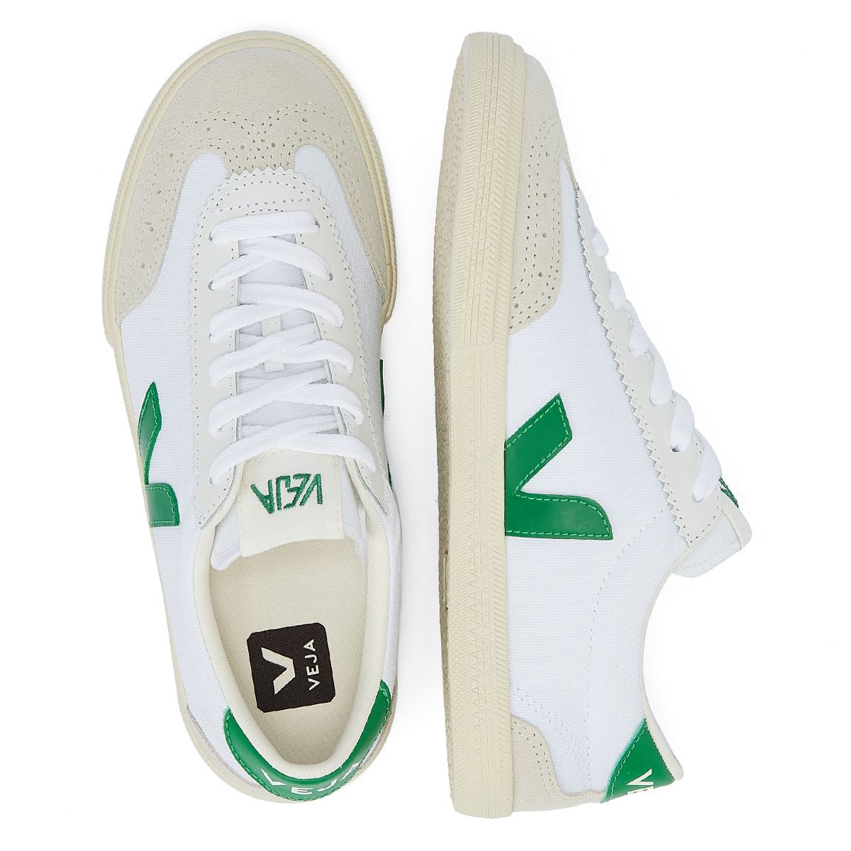 Veja Volley Emeraude Damen-Sneaker Aus Weißem/Smaragd-Wildleder