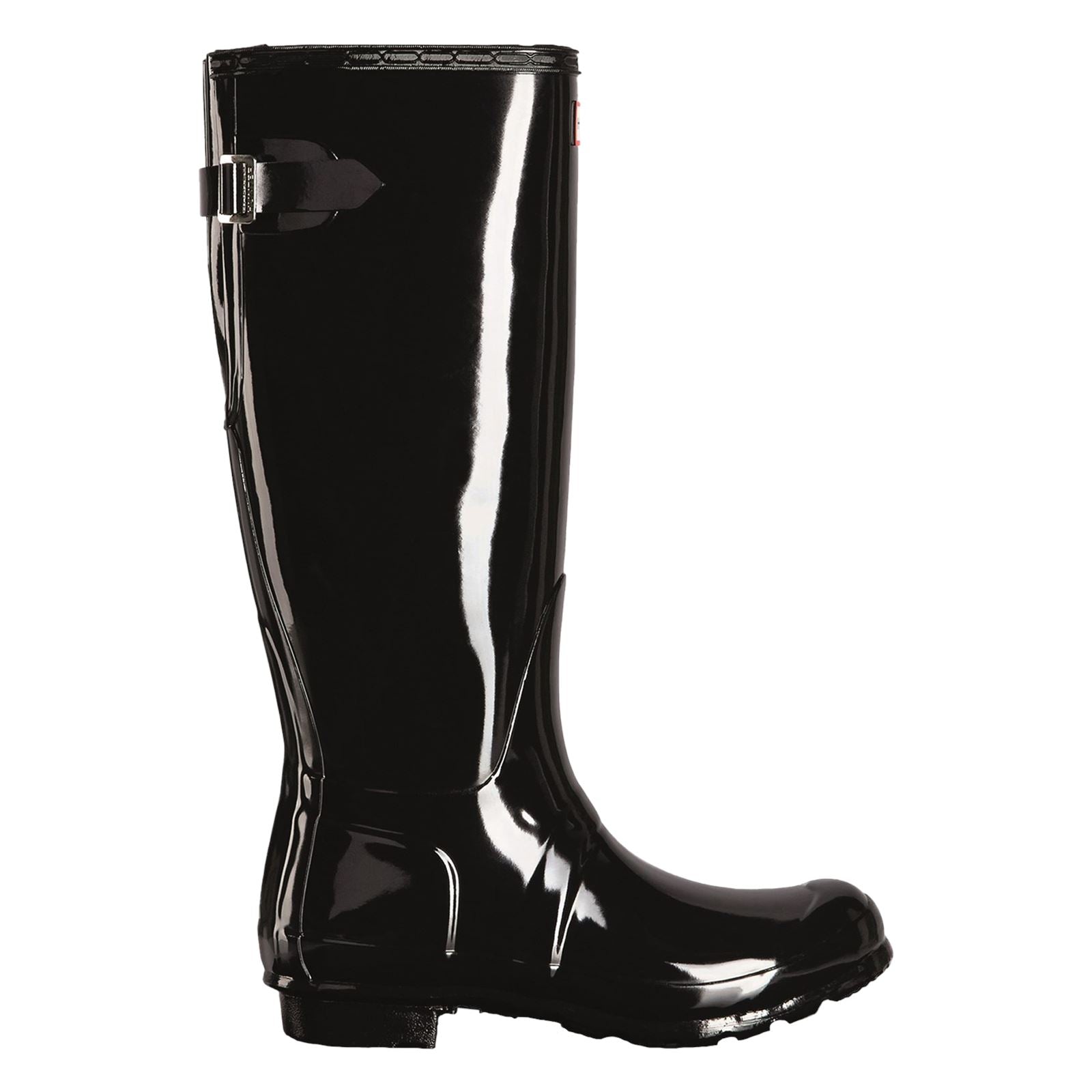 Hunter Tall Back Adjustable Gloss Gummistiefel Für Damen In Schwarz
