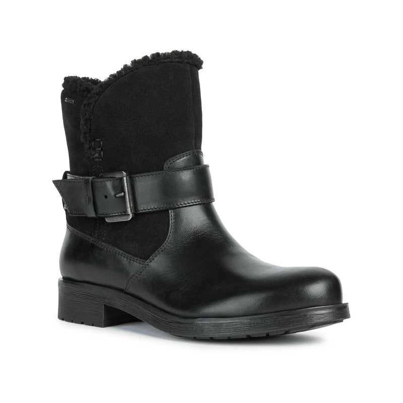 Geox D Rawelle B ABX A Rindsleder Damenstiefel In Schwarz