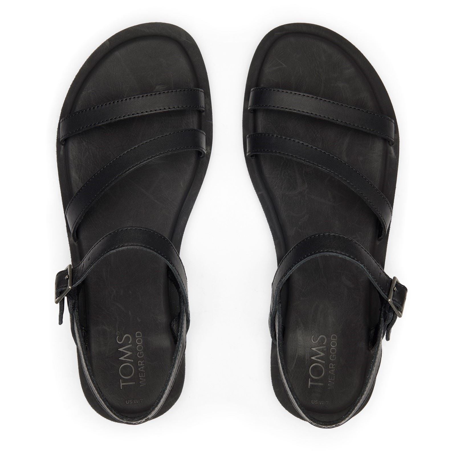 TOMS Kira Leder Damen Schwarze Sandalen