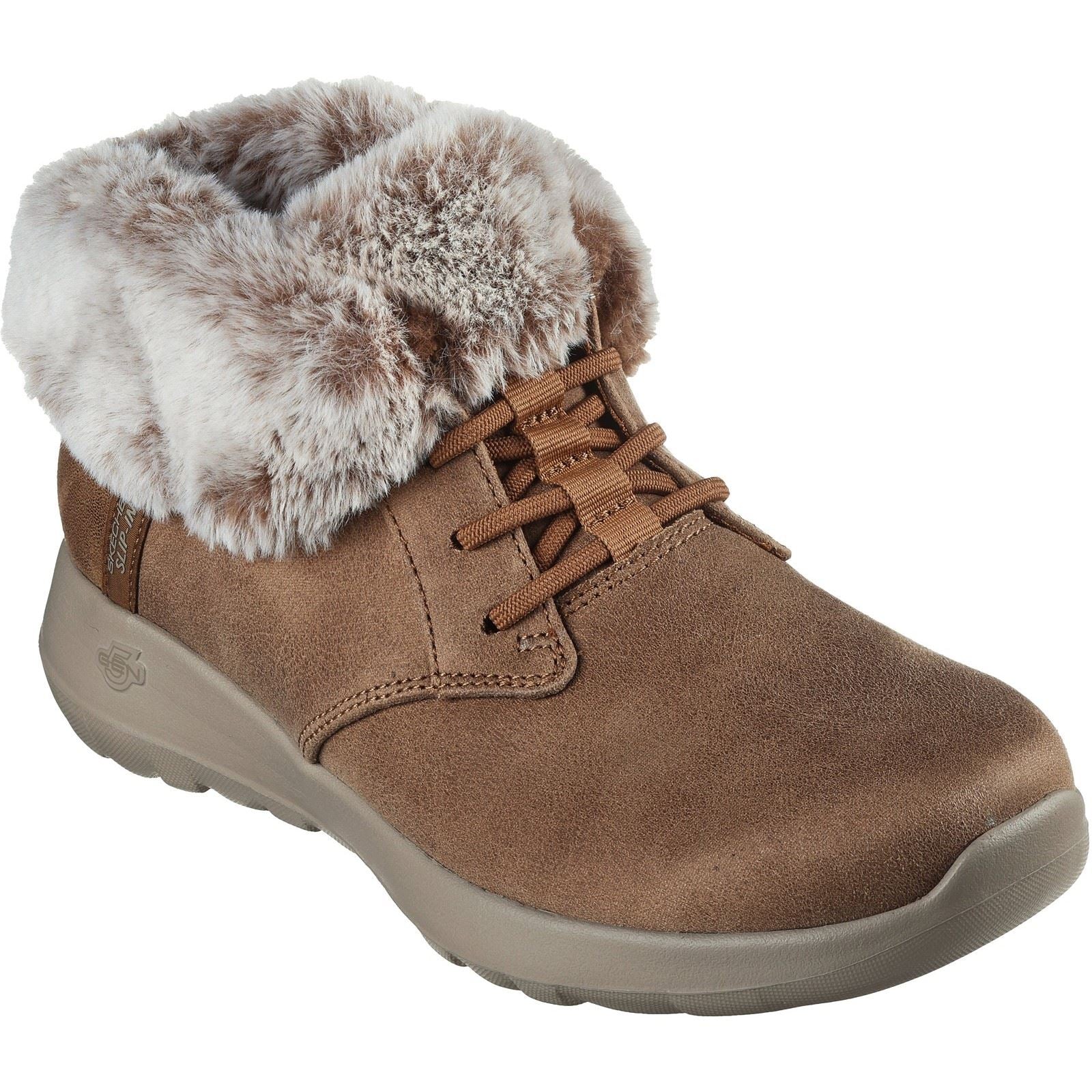 Skechers On-the-GO Joy Cozy Charm Polyester Damen Kastanienbraune Winter Stiefeletten