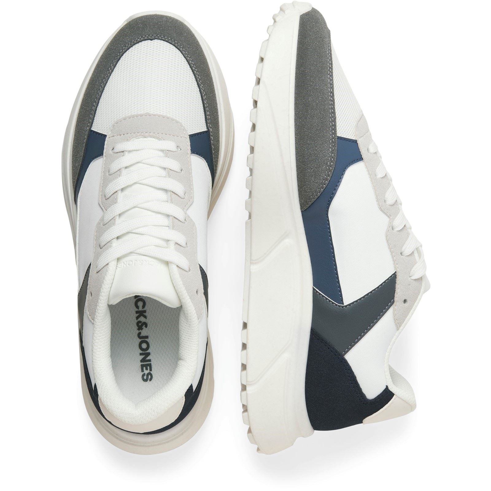 Jack & Jones Aspire Runner Polyurethan Herren Sneaker In Weiß/Castlerock/Navy Blau