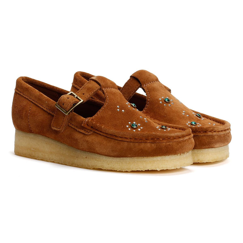 Clarks Originals Wallabee T Bar Damen Wildlederschuhe In Braun