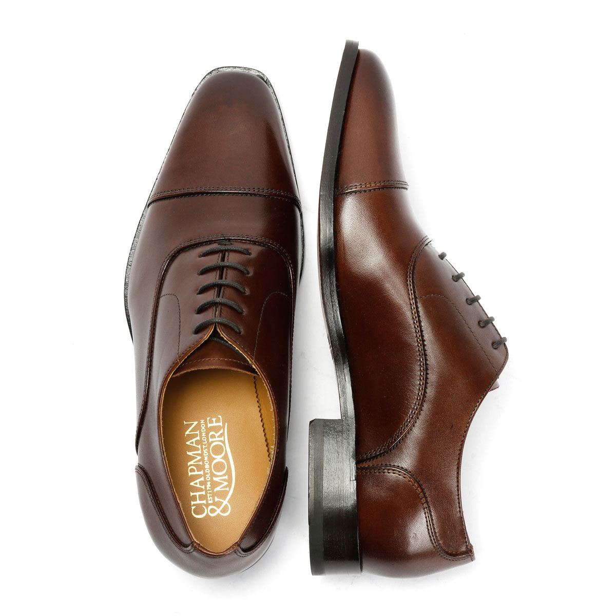 Chapman & Moore Toe Cap Oxford Herren Leder Braune Schnürschuhe